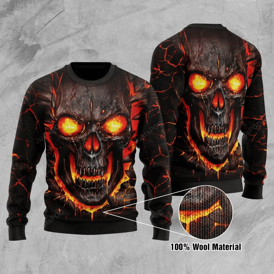 Skull Lava Light Ugly Christmas Sweater, Perfect Holiday Gift
