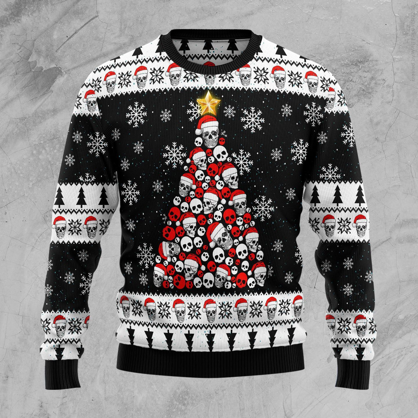 Skull Pine Tree Ugly Christmas Sweater, Perfect Holiday Gift