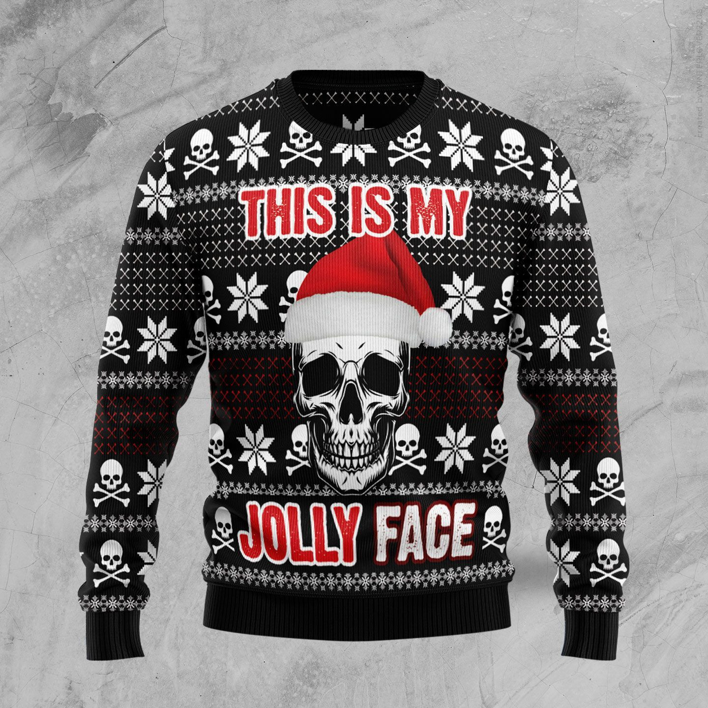 Skull This Is My Jolly Face For Unisex Ugly Christmas Sweater, Perfect Holiday Gift