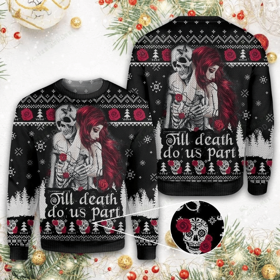 Skull Till Death Do Us Part Ugly Christmas Sweater,