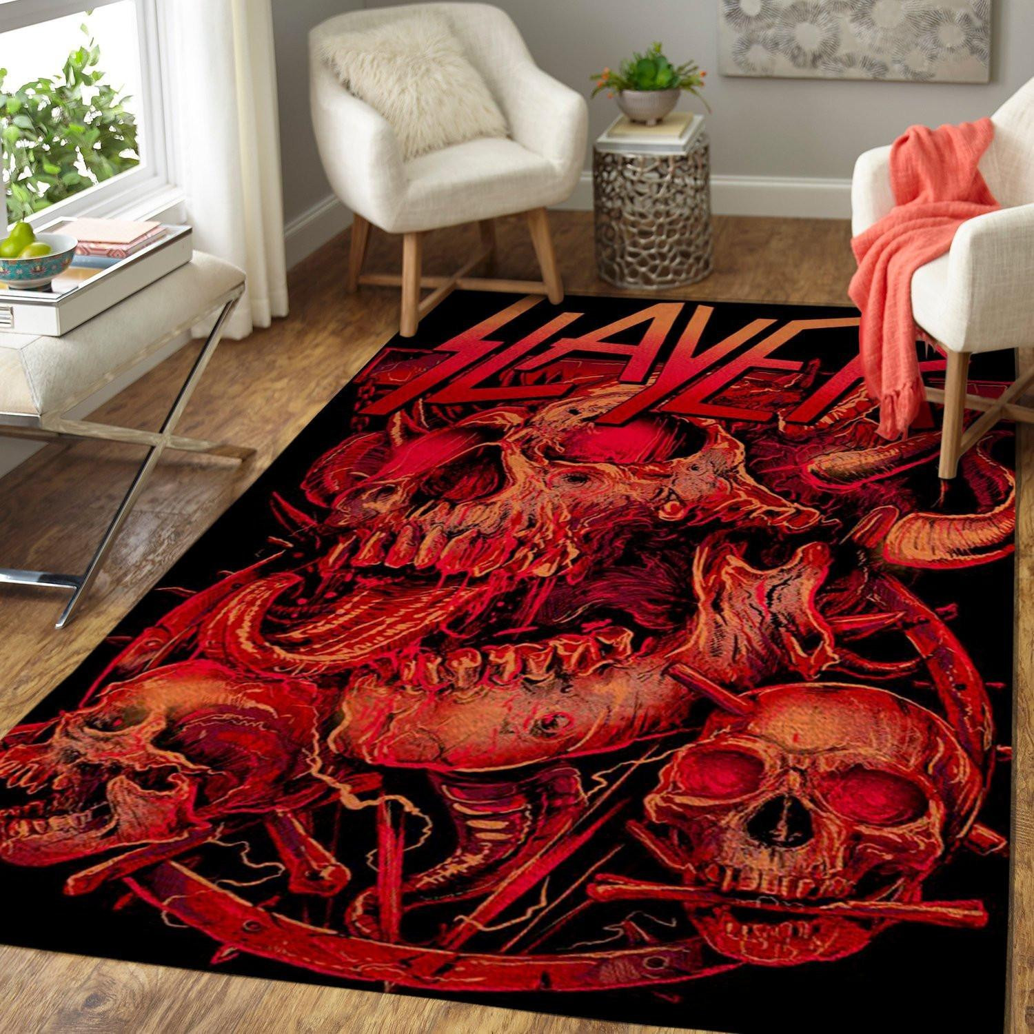 Slayer Music Band Rectangle Area Rug – Full Print Carpet For Living Room & Bedroom Home Decor