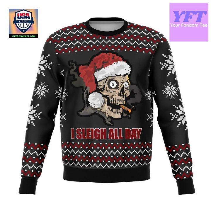 Sleigh All Day Funny Meme Design 3d Ugly Christmas Sweater