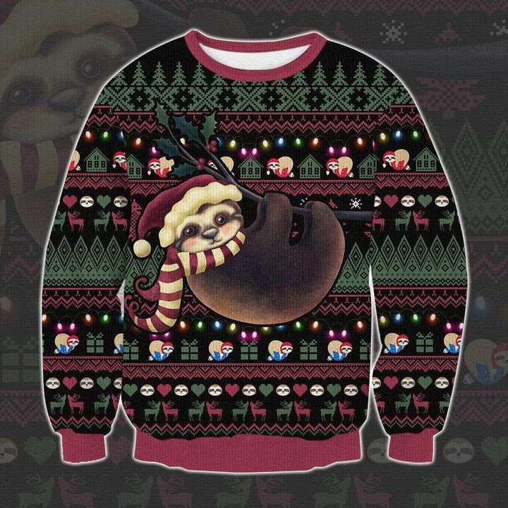 Slo Ho Ho Sloth Ugly Christmas Sweater, Perfect Holiday Gift