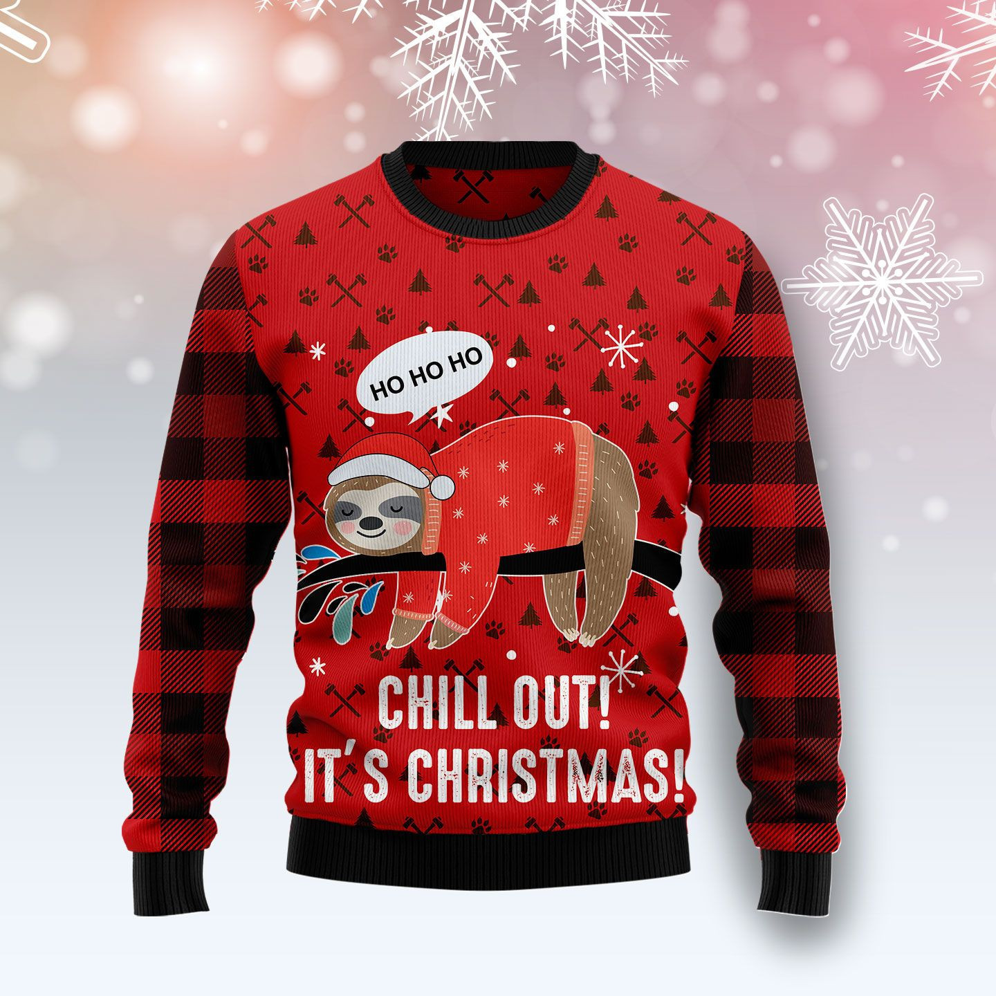 Sloth Chill Out Ugly Christmas Sweater, Perfect Holiday Gift