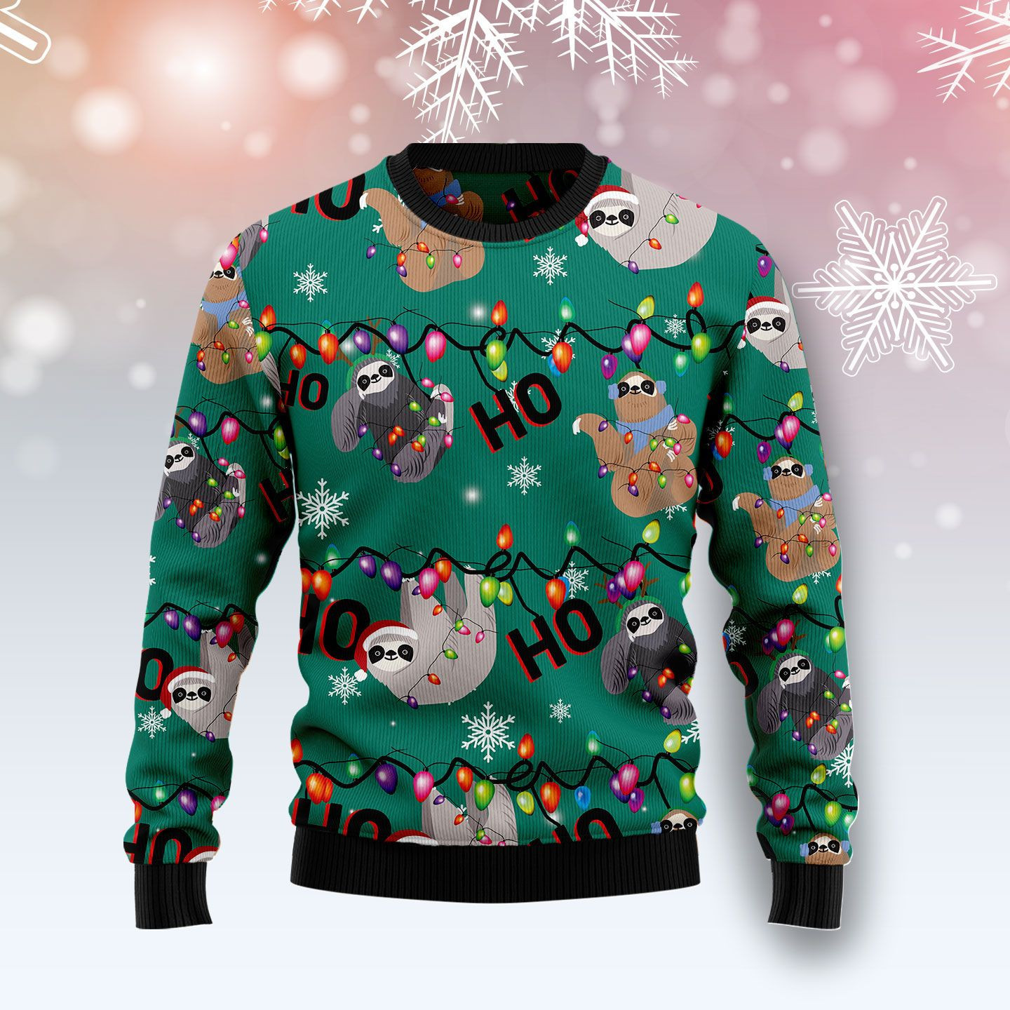 Sloth Hohoho Ugly Christmas Sweater, Perfect Holiday Gift