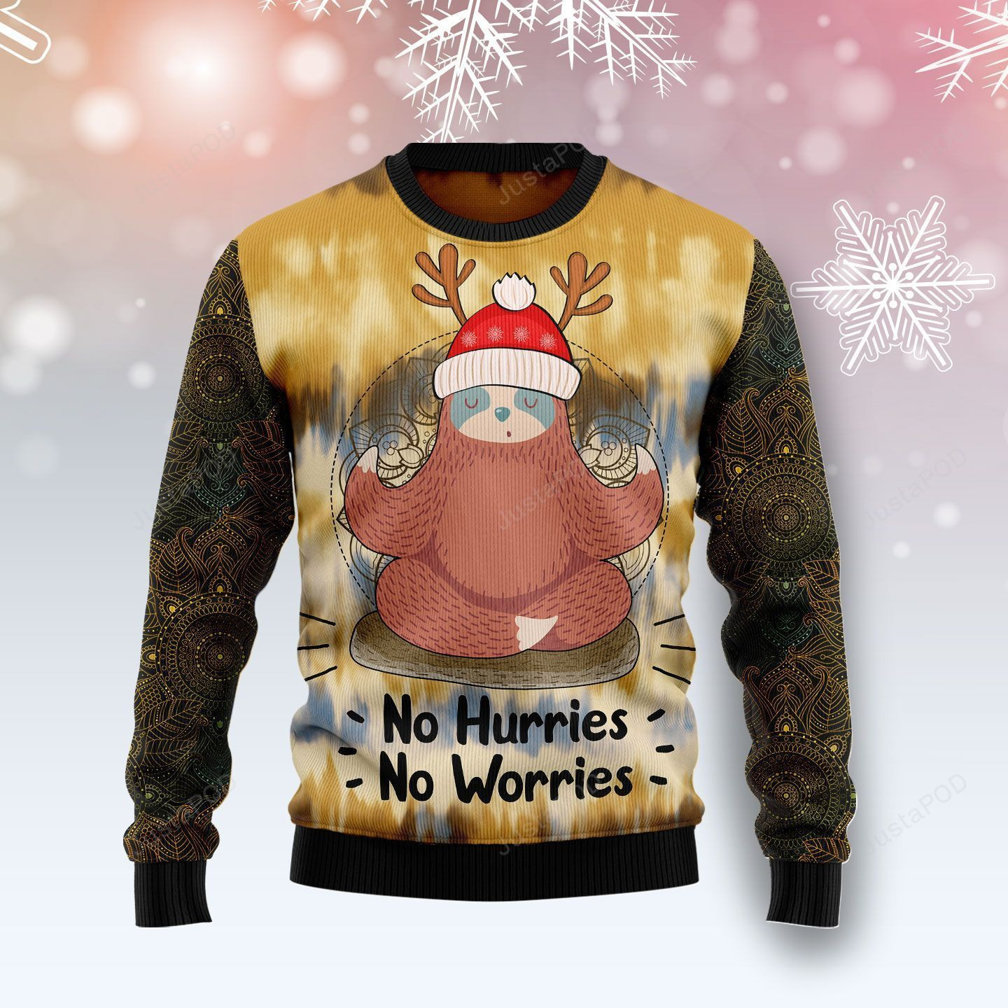 Sloth Mandala Ugly Christmas Sweater, Perfect Holiday Gift