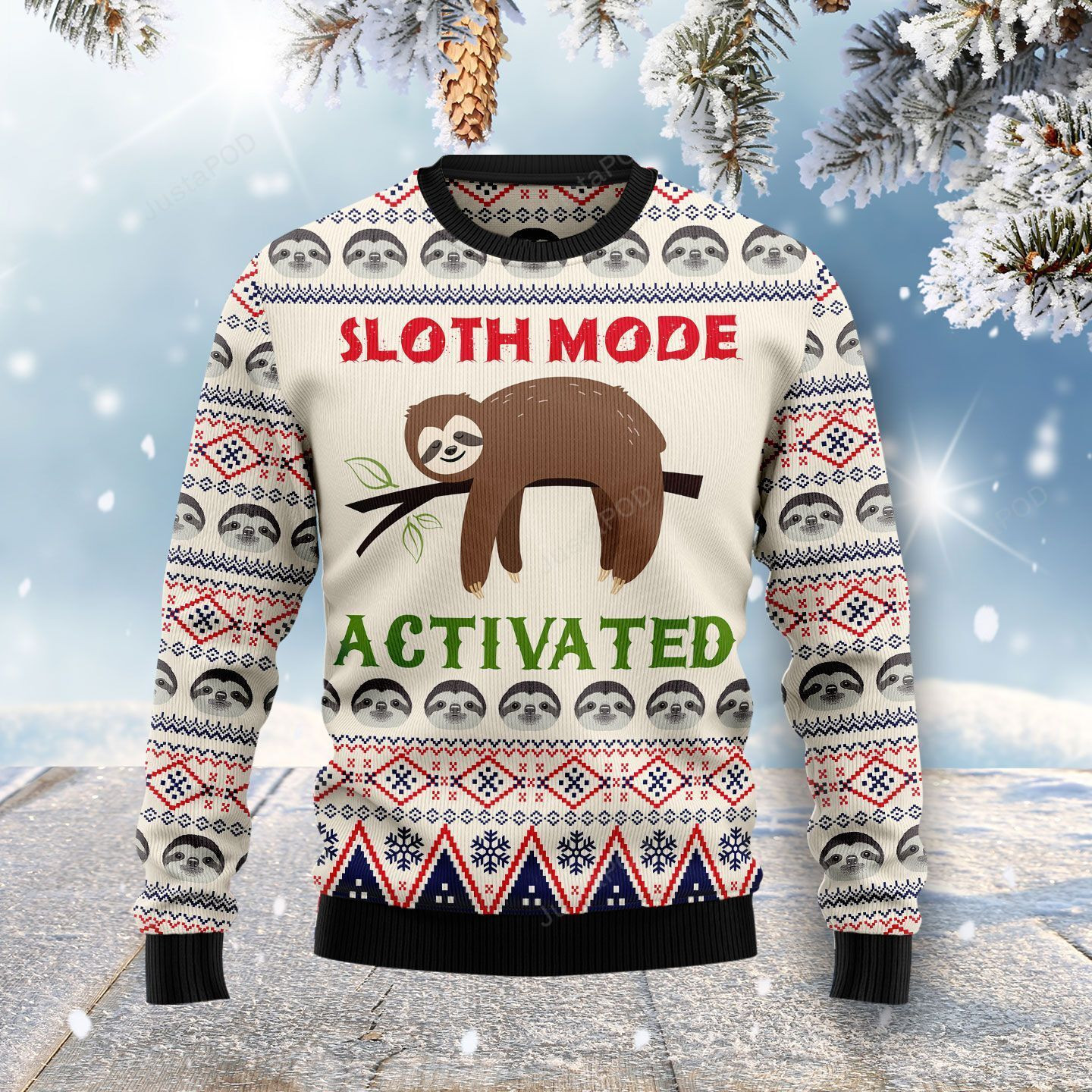 Sloth Mode Activated Ugly Christmas Sweater,