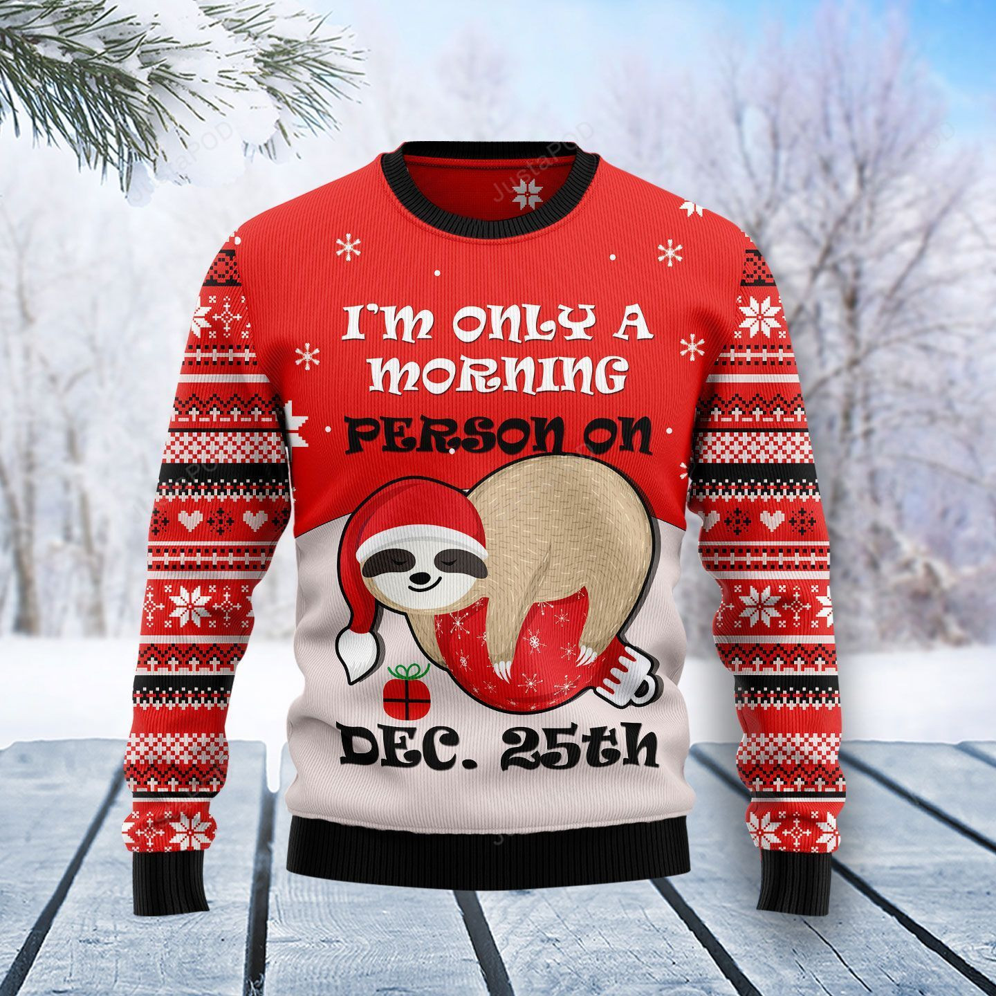 Sloth Morning Ugly Christmas Sweater,