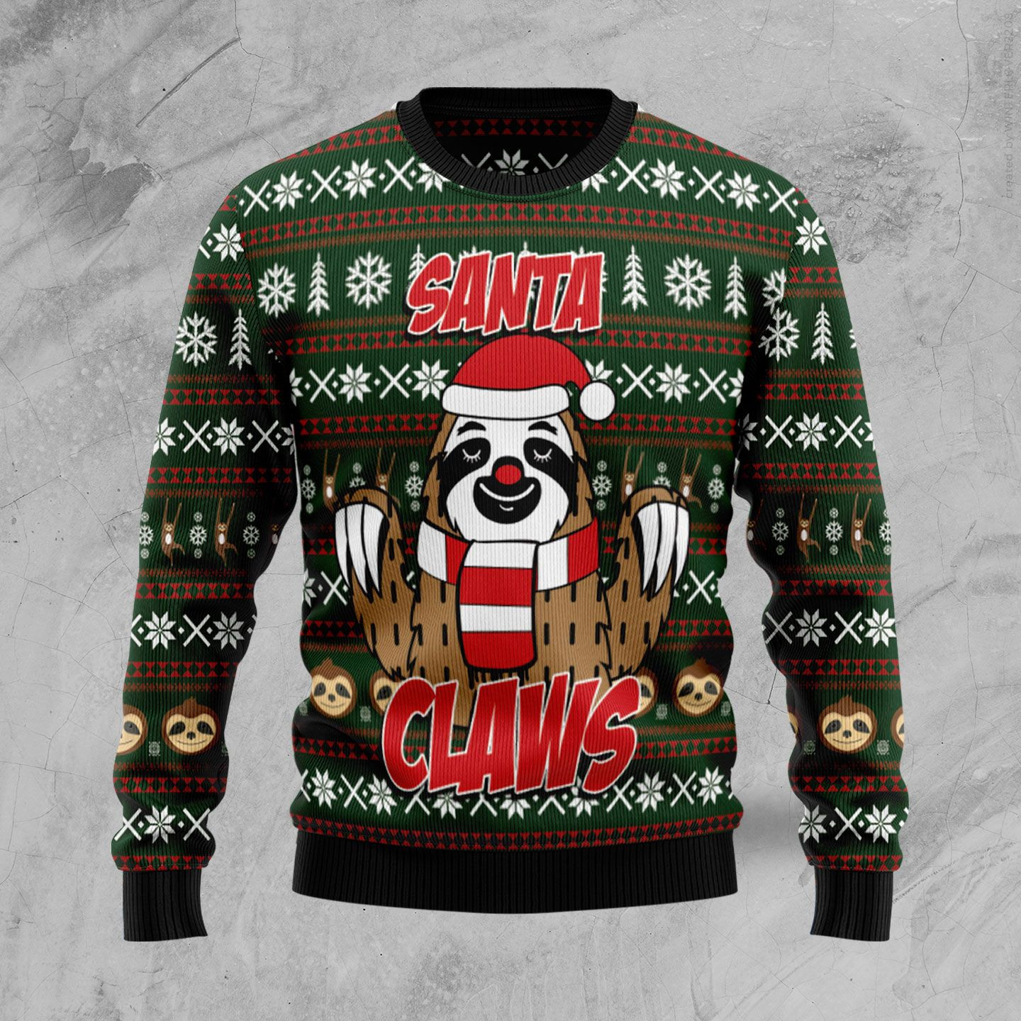 Sloth Santa Claws Ugly Christmas Sweater, Perfect Holiday Gift