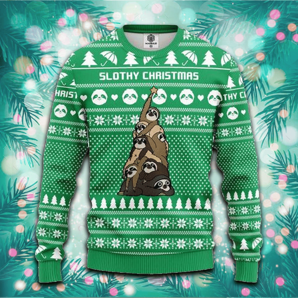 Sloth Tree Ugly Christmas Sweater, Perfect Holiday Gift