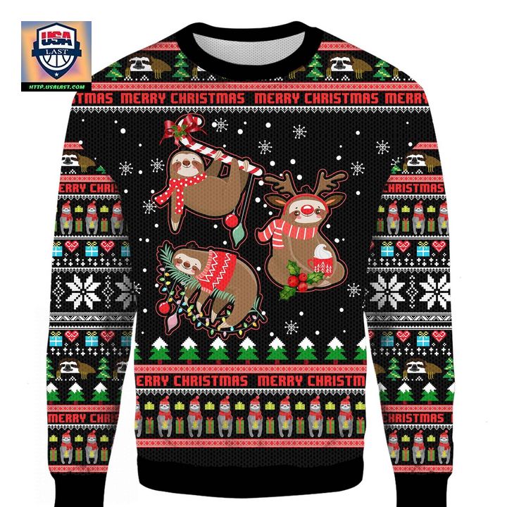 Sloth Xmas Ugly Merry Christmas 3D Sweater