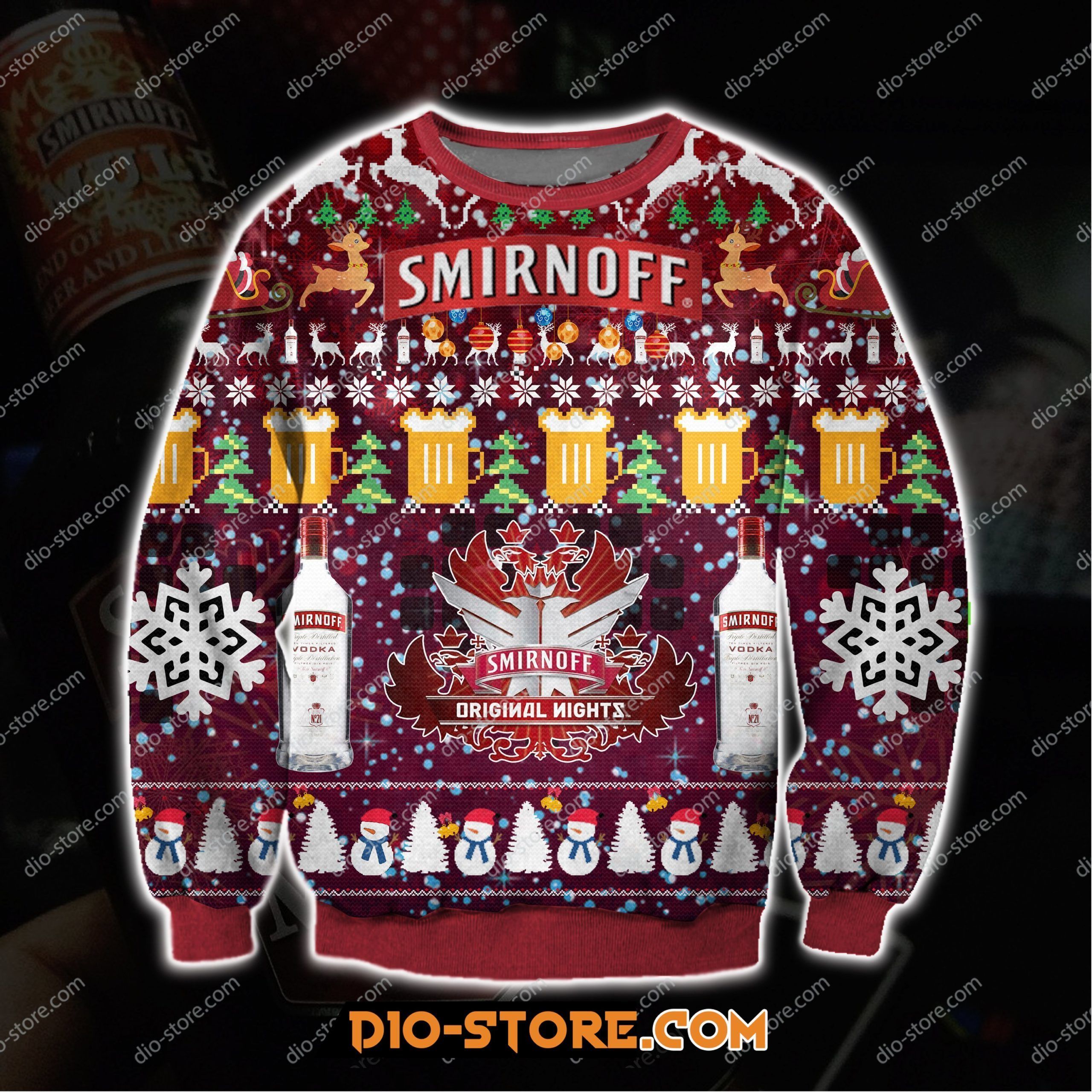 Smirnoff Vodka Wine Knitting Pattern 3D Print Ugly Sweater