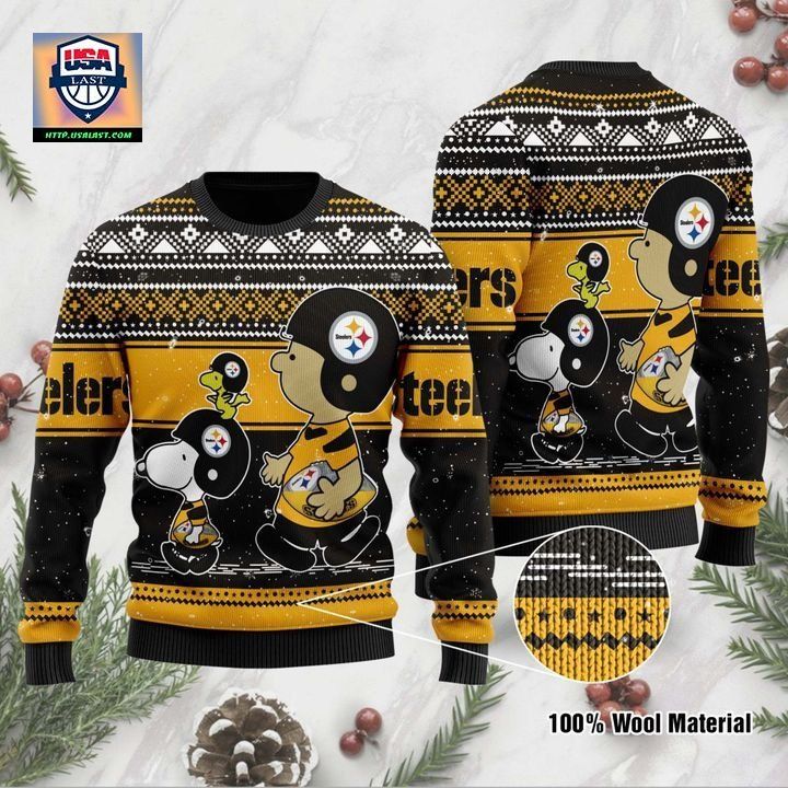 Snoopy And Charlie Brown Pittsburgh Steelers Christmas Sweater