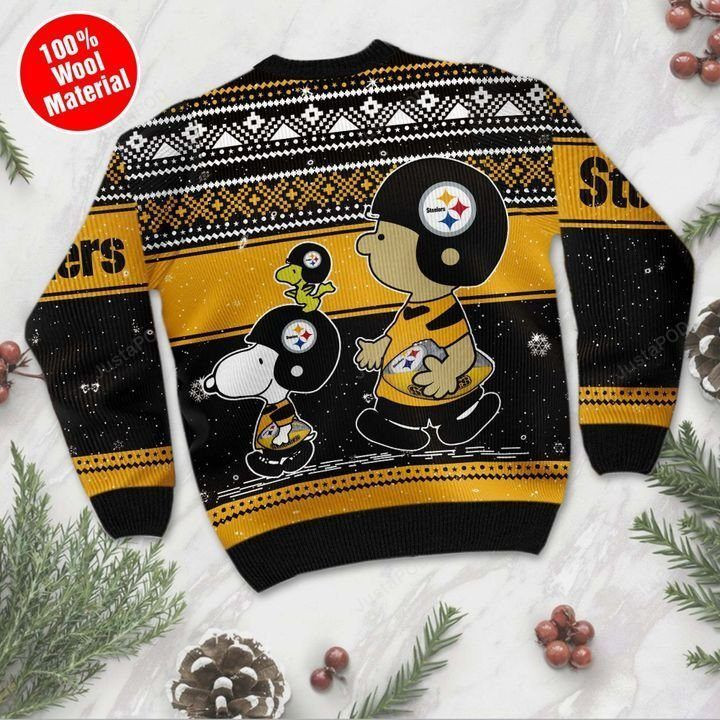 Snoopy And Charlie Brown Pittsburgh Steelers Ugly Christmas Sweater Perfect Holiday Gift