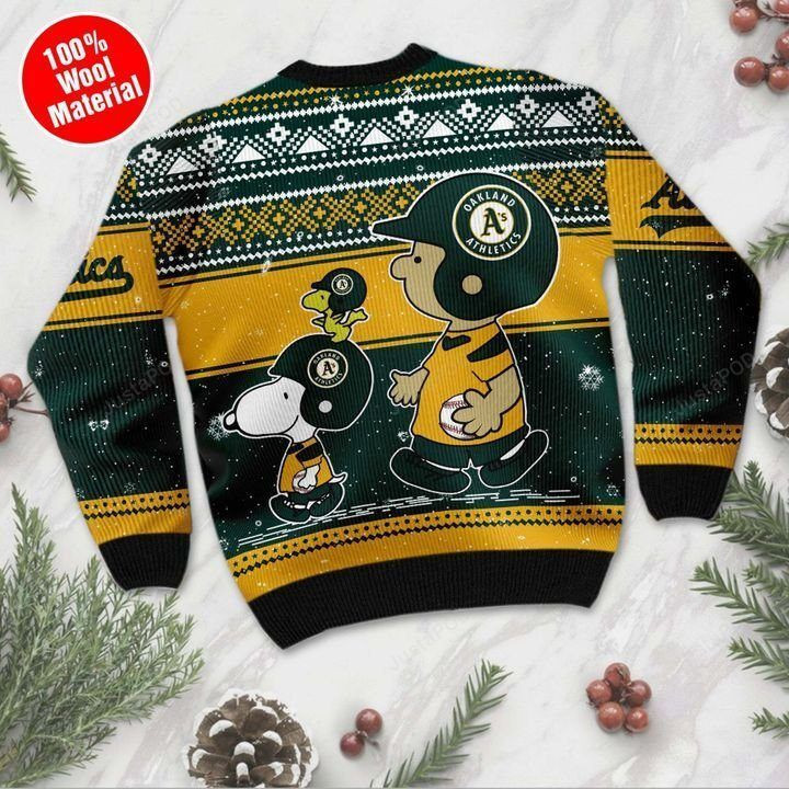 Snoopy And Charlie Oakland Athletics Ugly Christmas Sweater, Perfect Holiday Gift