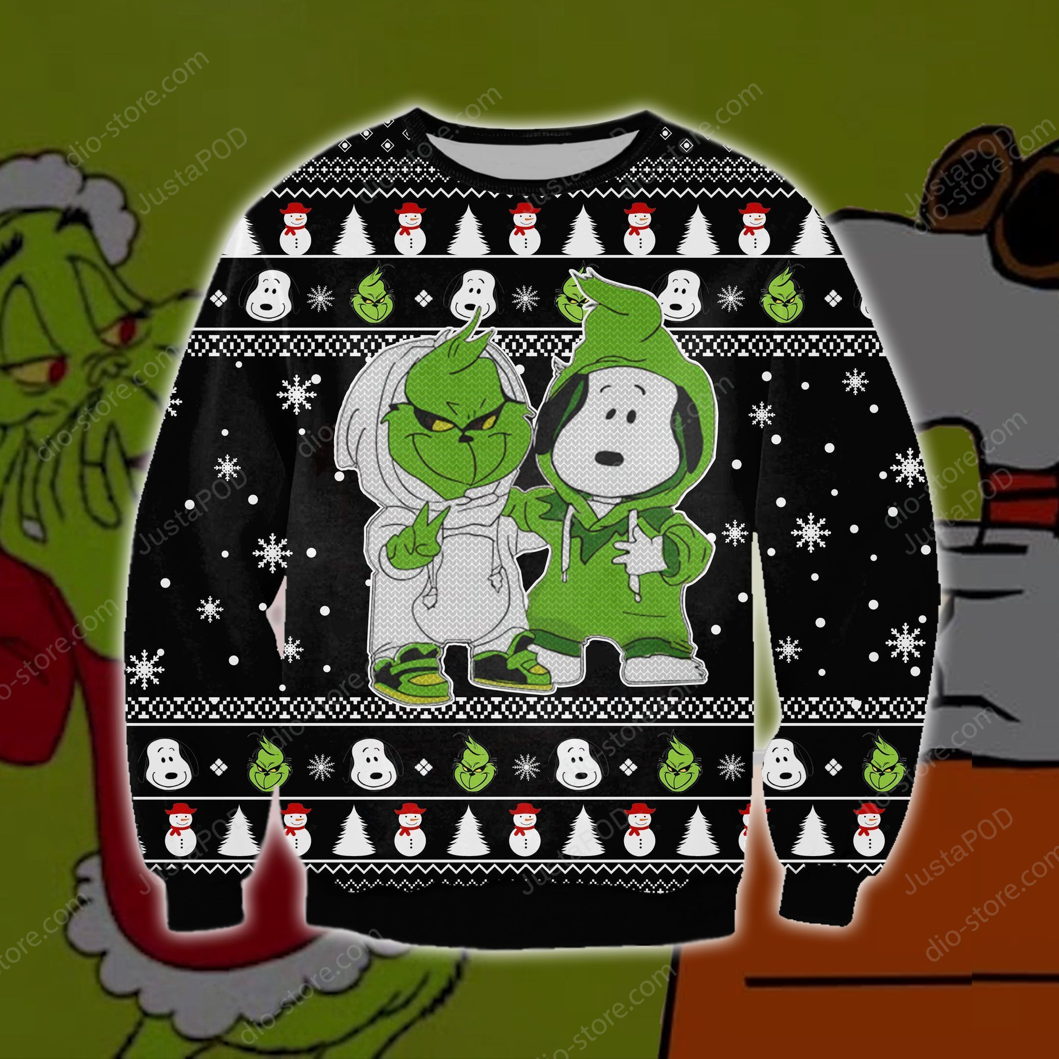 Snoopy And Grinch Knitting Pattern Ugly Christmas Sweater, Perfect Holiday Gift