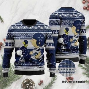 Snoopy Charlie Brown Dallas Cowboys Ugly Christmas Sweater Perfect Holiday Gift