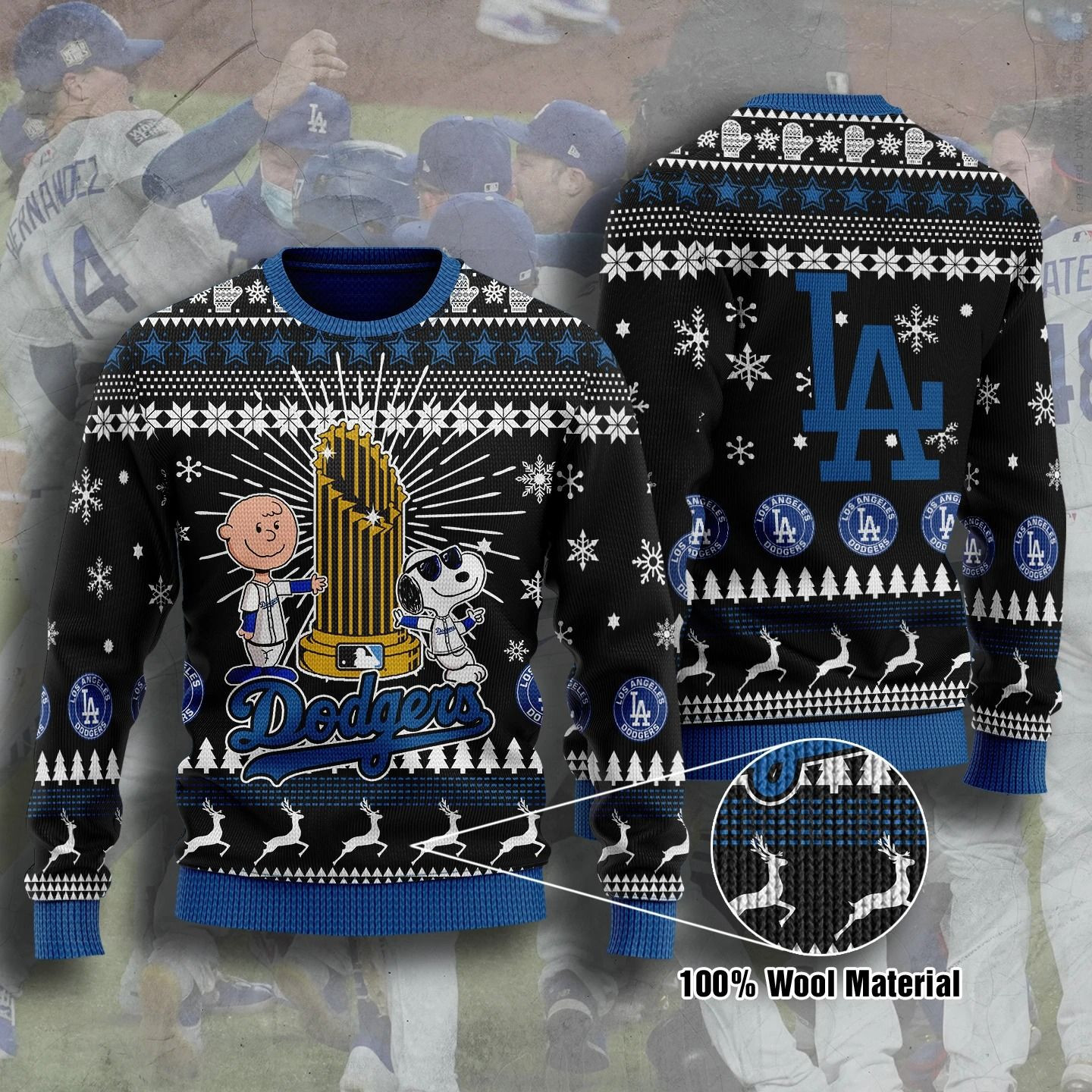 Snoopy Charlie Brown La Dodgers Ugly Christmas Sweater,