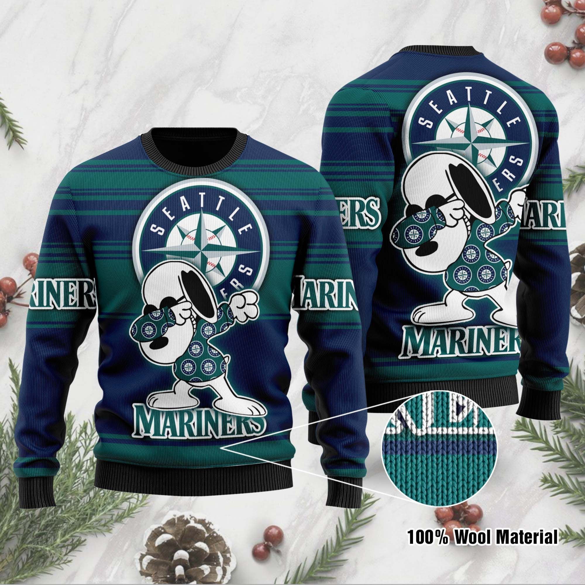 Snoopy Love Seattle Mariners For Baseball - Mlb Fans Ugly Christmas Sweater, Perfect Holiday Gift