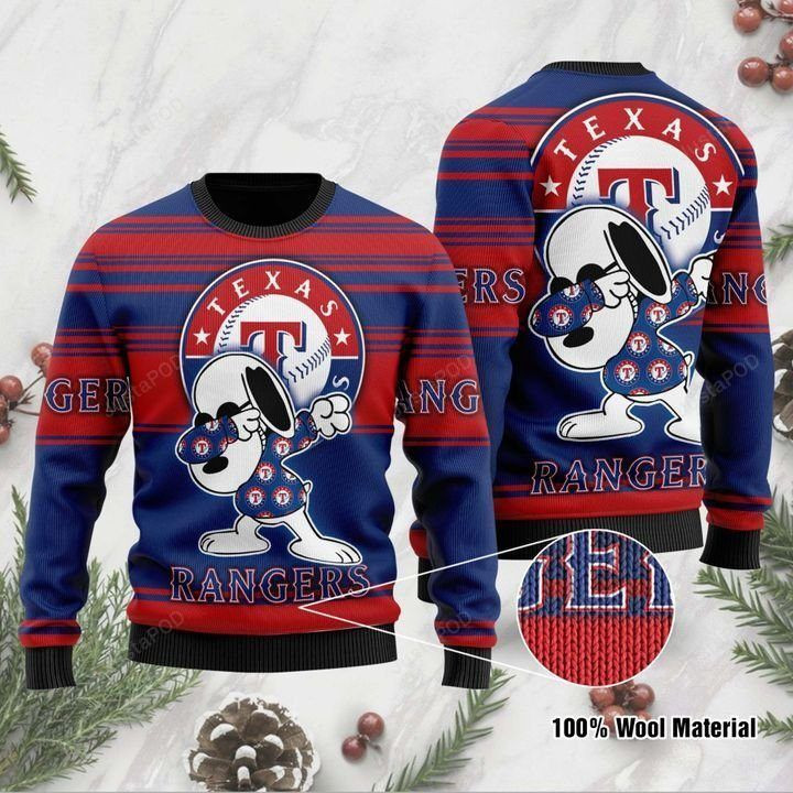 Snoopy Texas Rangers Ugly Christmas Sweater Perfect Holiday Gift