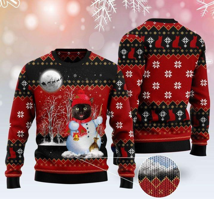 Snowman Cat Pattern Ugly Christmas Sweater, Perfect Holiday Gift