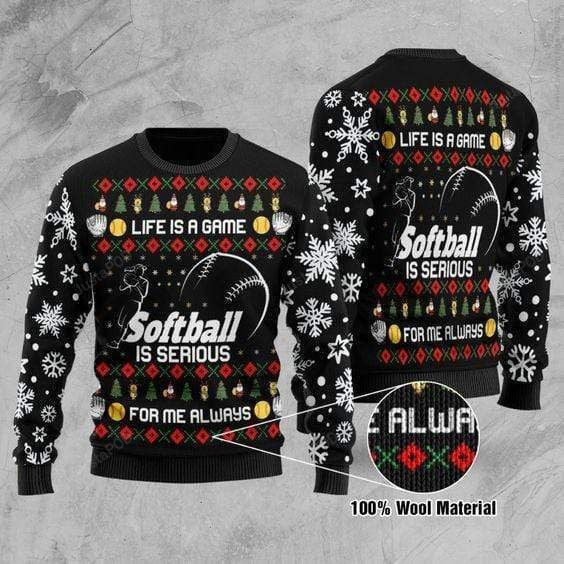 Softball Is Serious Ugly Christmas Sweater, Perfect Holiday Gift