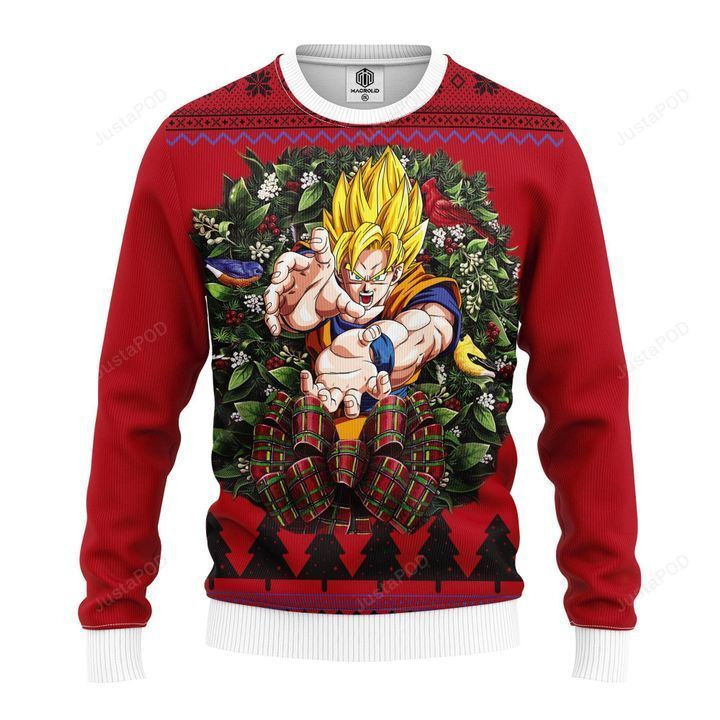 Son Goku Super Saiyan Ugly Christmas Sweater, Perfect Holiday Gift