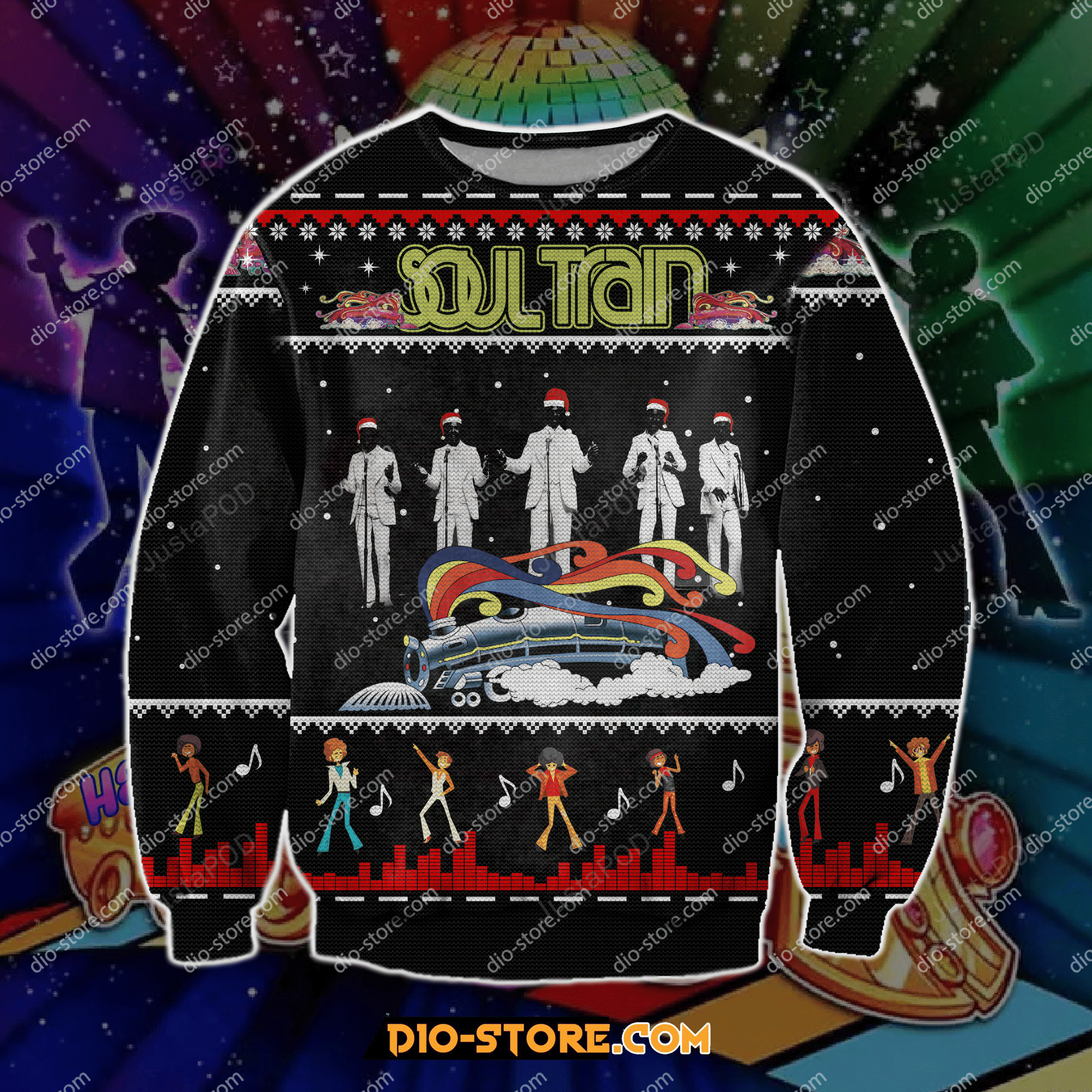 Soul Train 3D Print Knitting Pattern Ugly Christmas Sweater, Perfect Holiday Gift