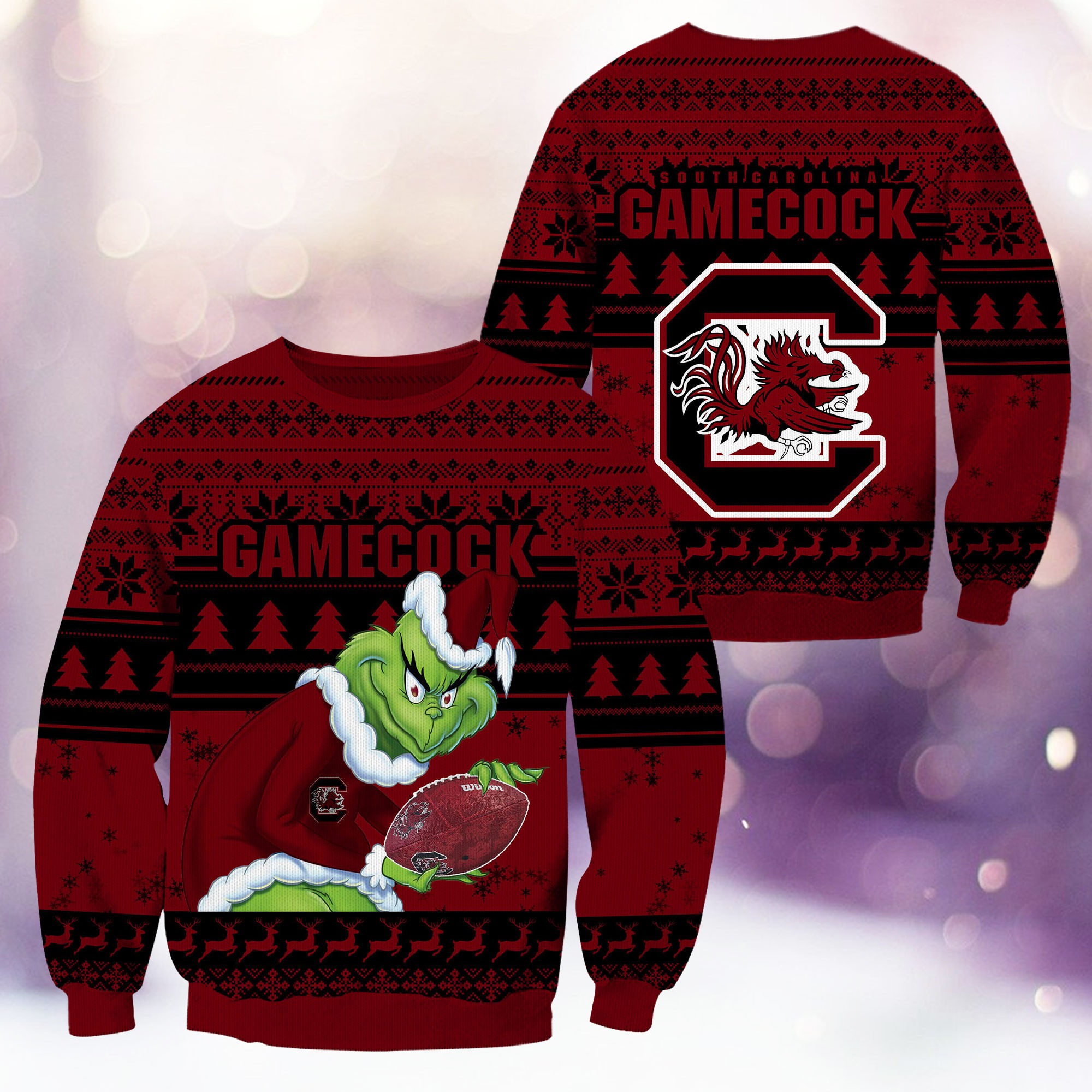 South Carolina Gamecocks Grinch Ugly Christmas Sweater,