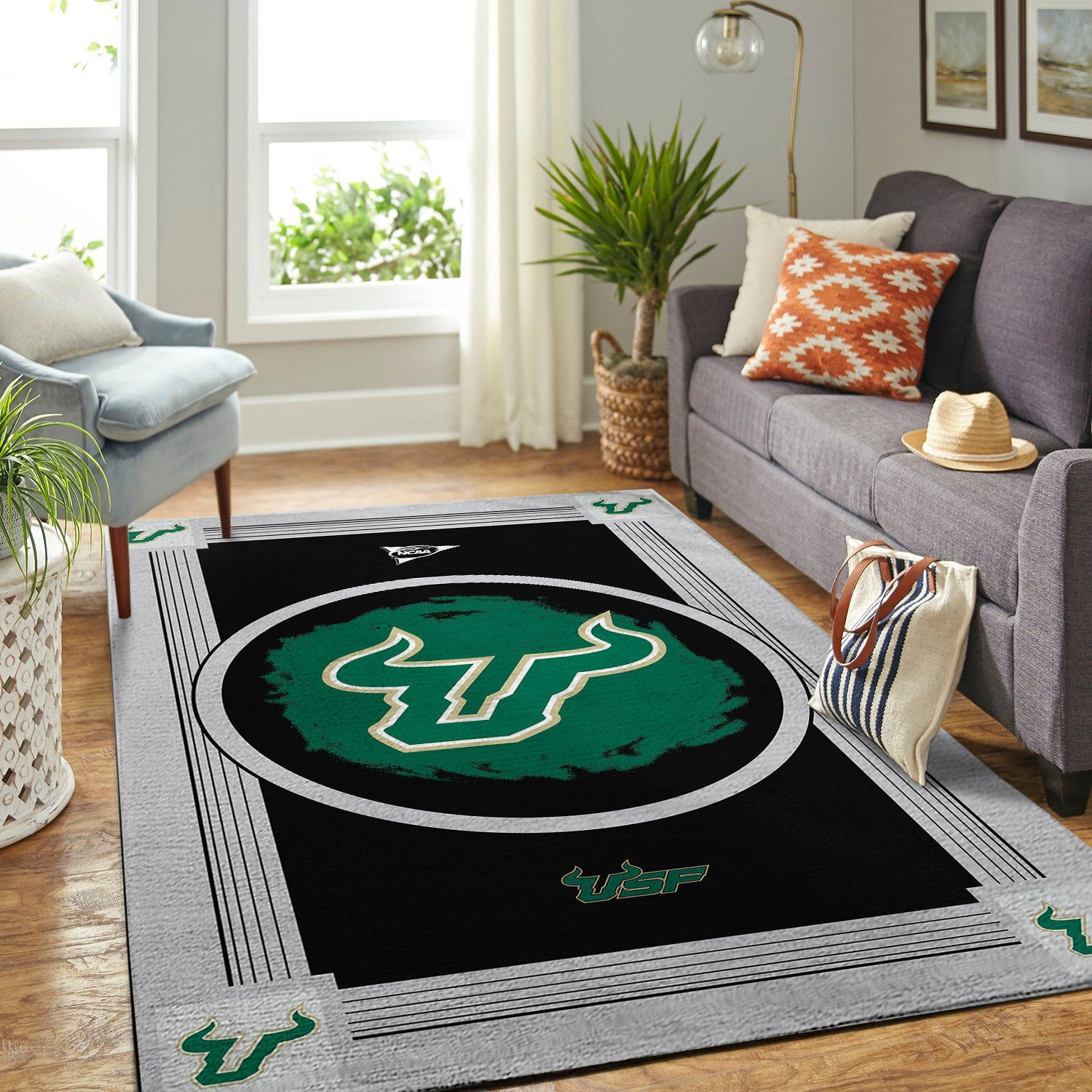 South Florida Bulls Team Logo Nice Gift Rectangle Area Rug – Full Print Carpet For Living Room & Bedroom Home Decor