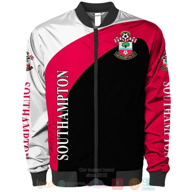 Southampton FC White Red Black Bomber Jacket | Streetwear Jacket for Men & Women | Fan Gift