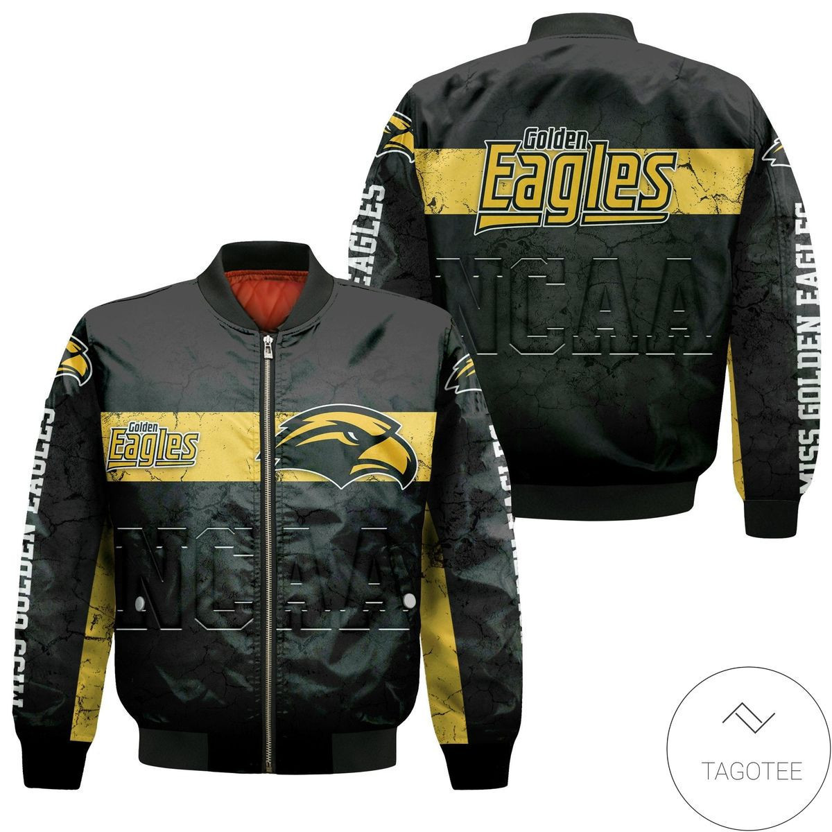 Southern Miss Golden Eagles Black Bomber Jacket | NCAA College Team Jacket for Men & Women | Sports Fan Gift