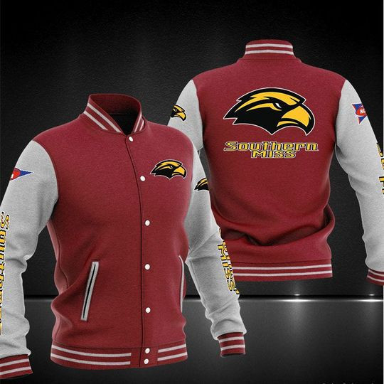 Southern Miss Golden Eagles Maroon White Varsity Baseball Jacket for Men & Women | NCAA Team Fan Gift