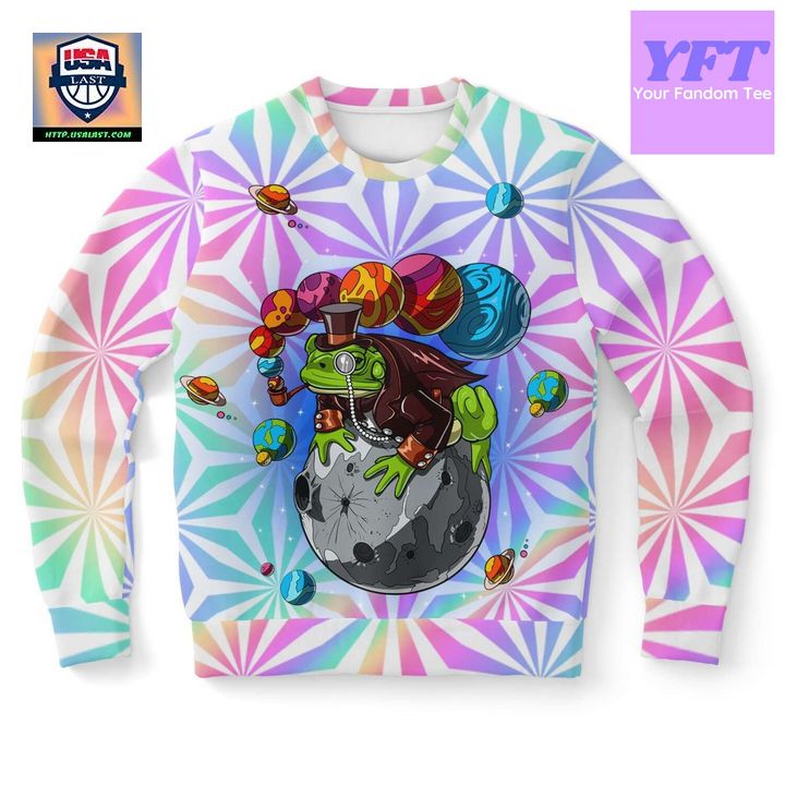 Spase Frog Holographic Psychedelic 3d Ugly Christmas Sweater