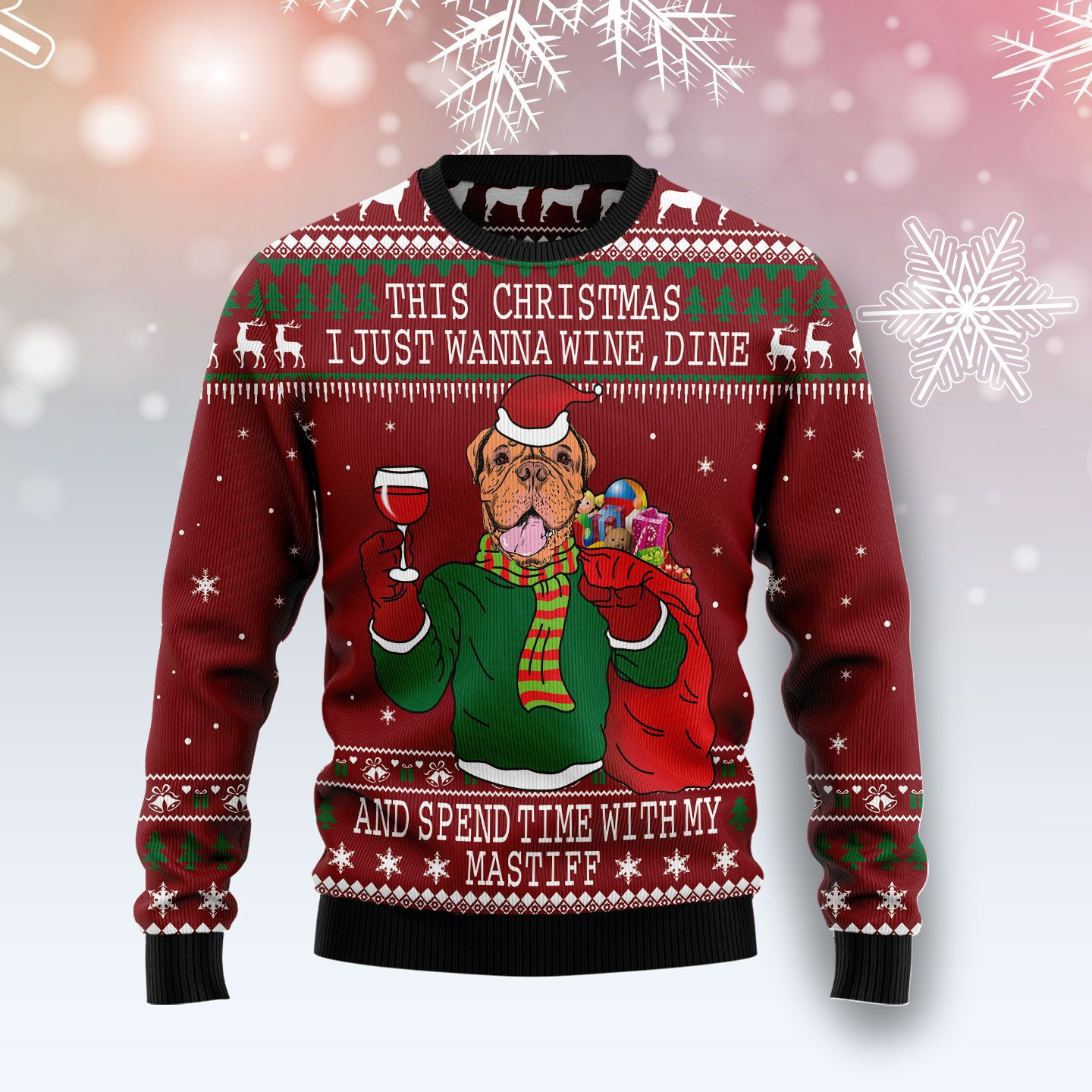 Spend Time With My Mastiff Ugly Christmas Sweater, Perfect Holiday Gift
