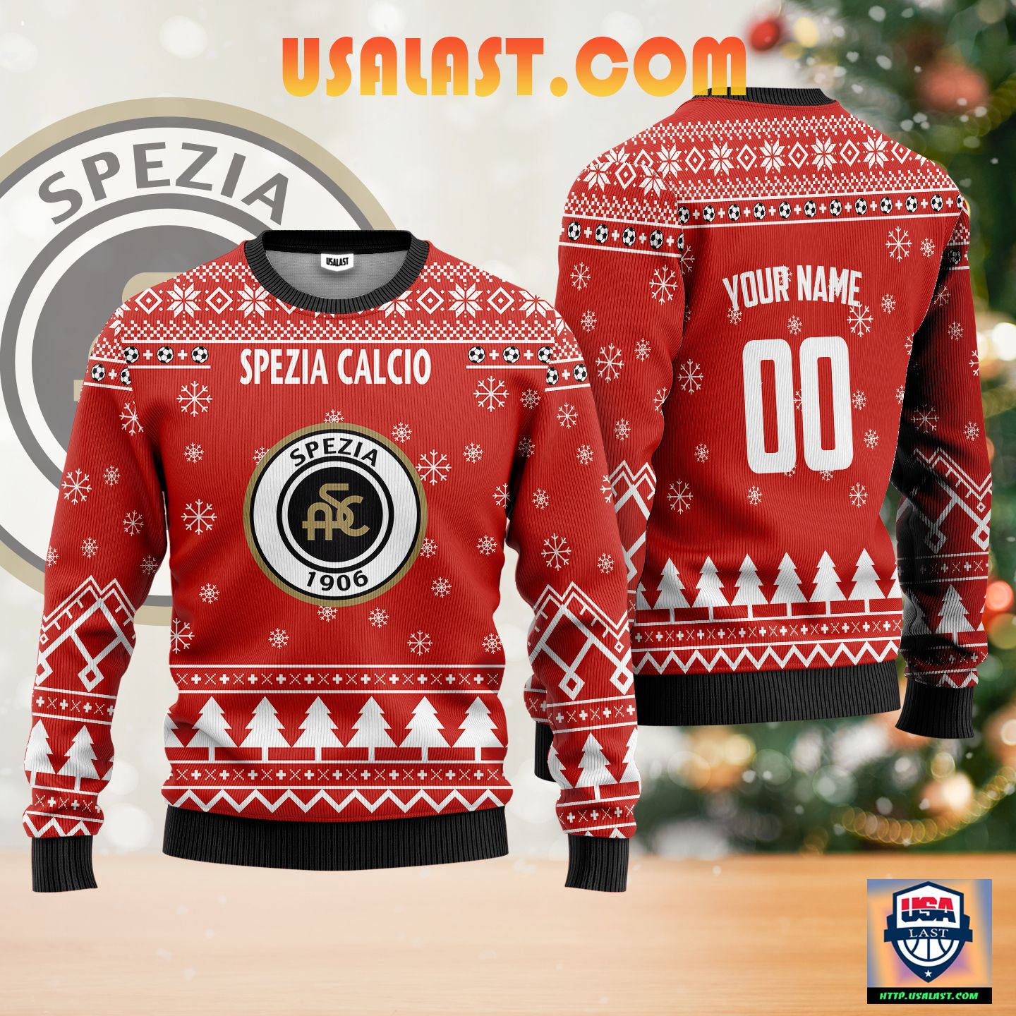 Spezia Calcio Personalized Ugly Christmas Sweater Red Version