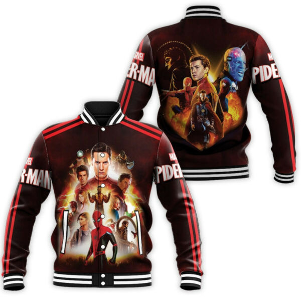 Spider Man No Way Home Three Spiders Multiverse Baseball Jacket for Men & Women | Superhero Fan Gift