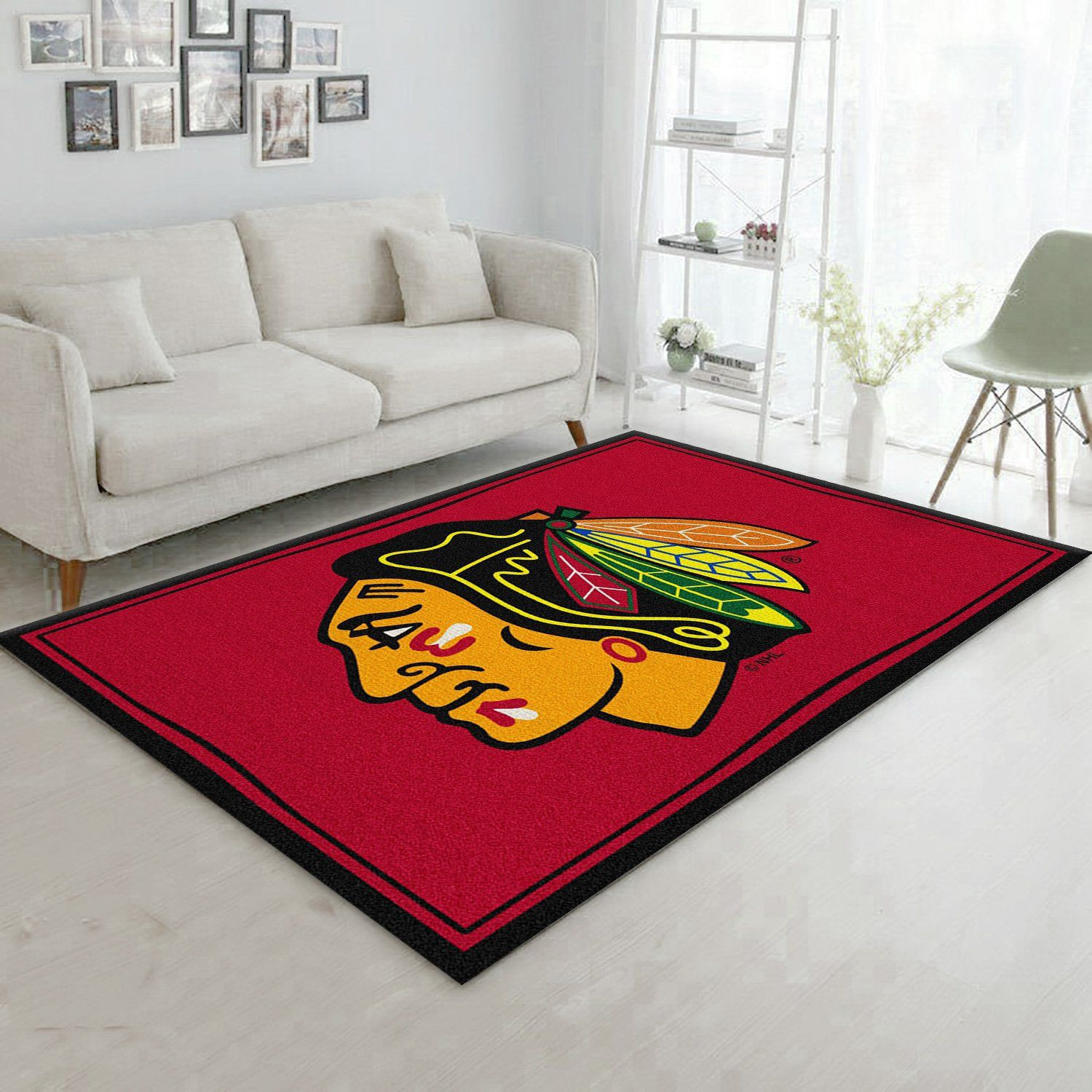 Spirit Chicago Blackhawks Rectangle Area Rug – Full Print Carpet For Living Room & Bedroom Home Decor