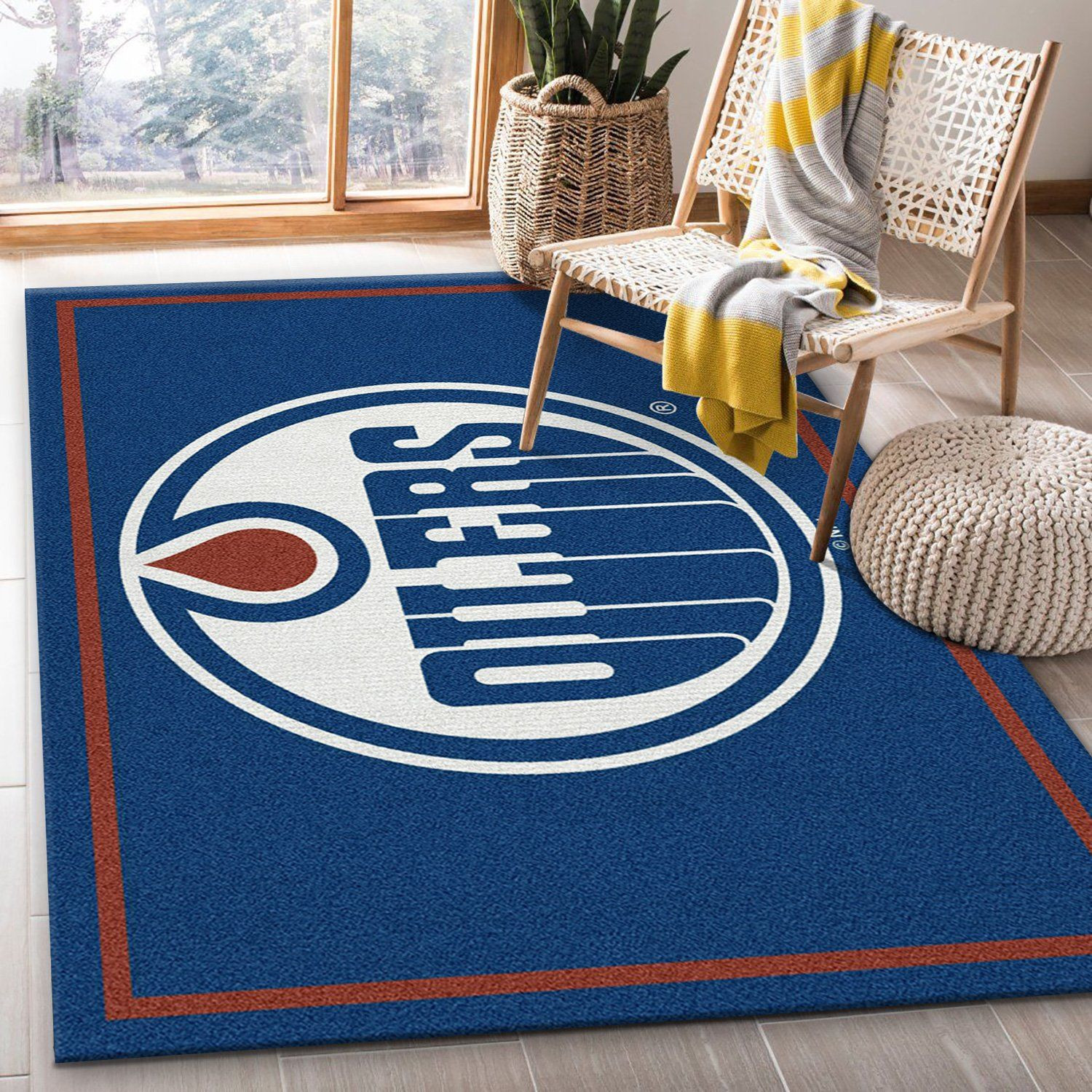 Spirit Edmonton Oilers Team Logo Rectangle Area Rug – Full Print Carpet For Living Room & Bedroom Home Decor