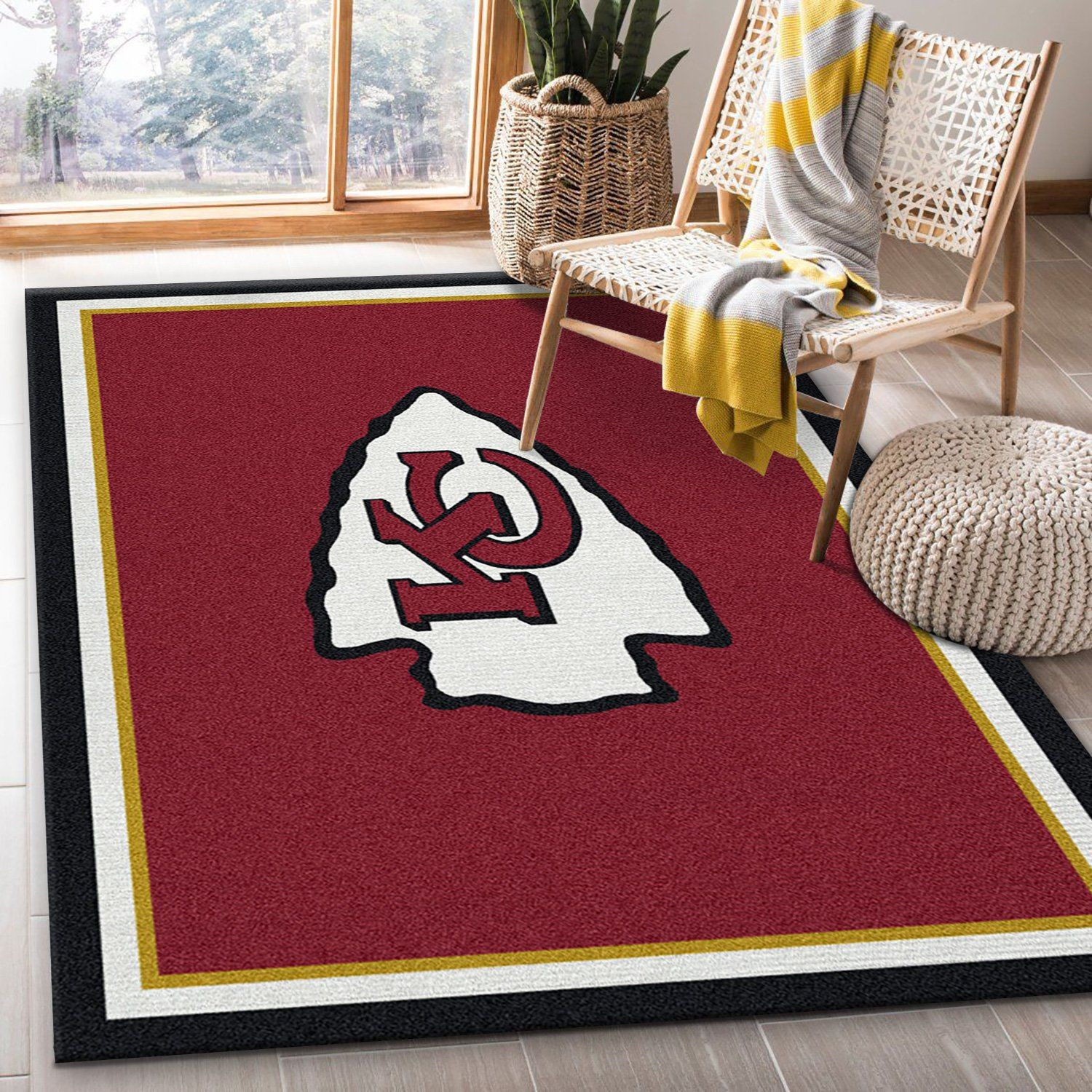 Spirit Kansas City Chiefs Rectangle Area Rug – Full Print Carpet For Living Room & Bedroom Home Decor