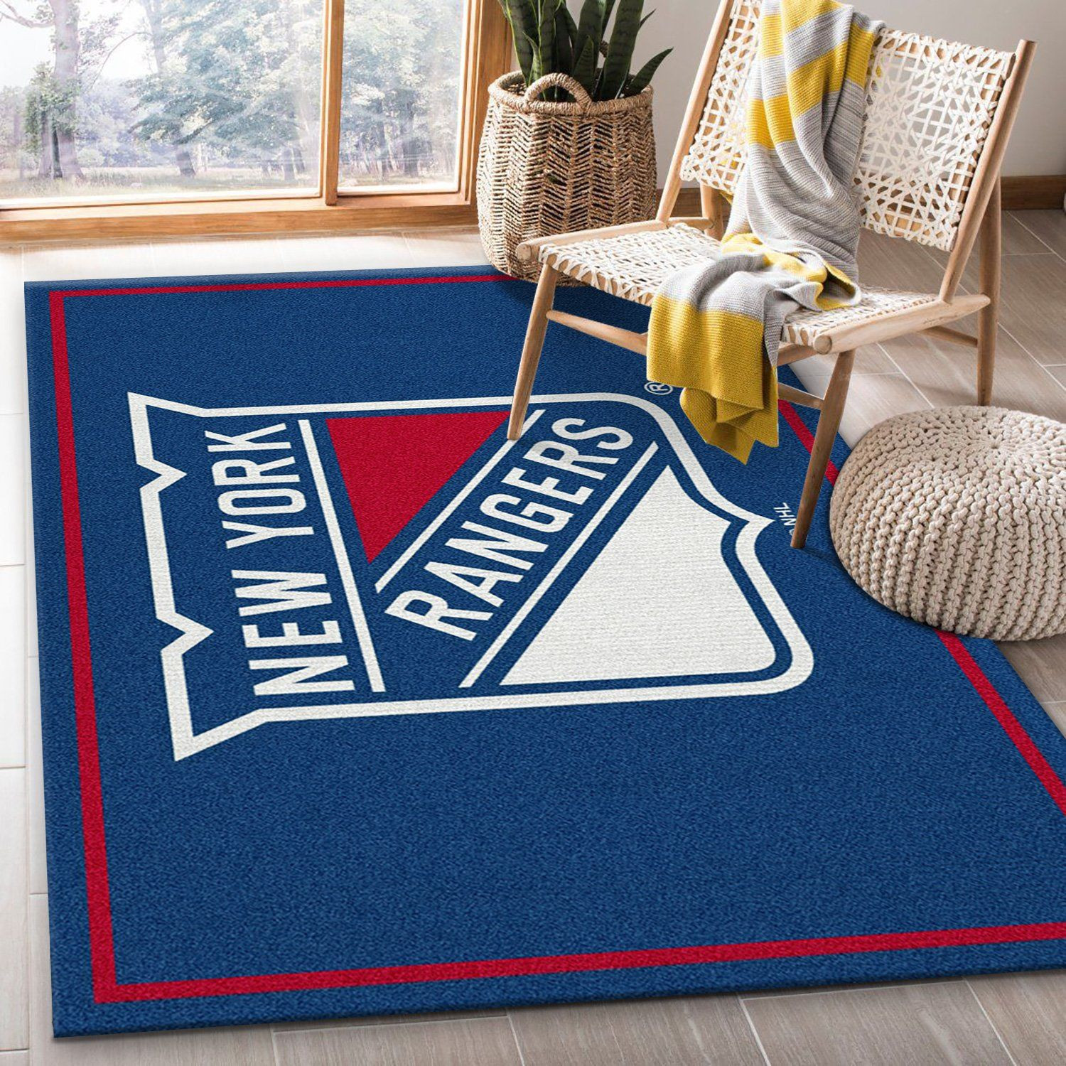 Spirit New York Rangers Rectangle Area Rug – Full Print Carpet For Living Room & Bedroom Home Decor