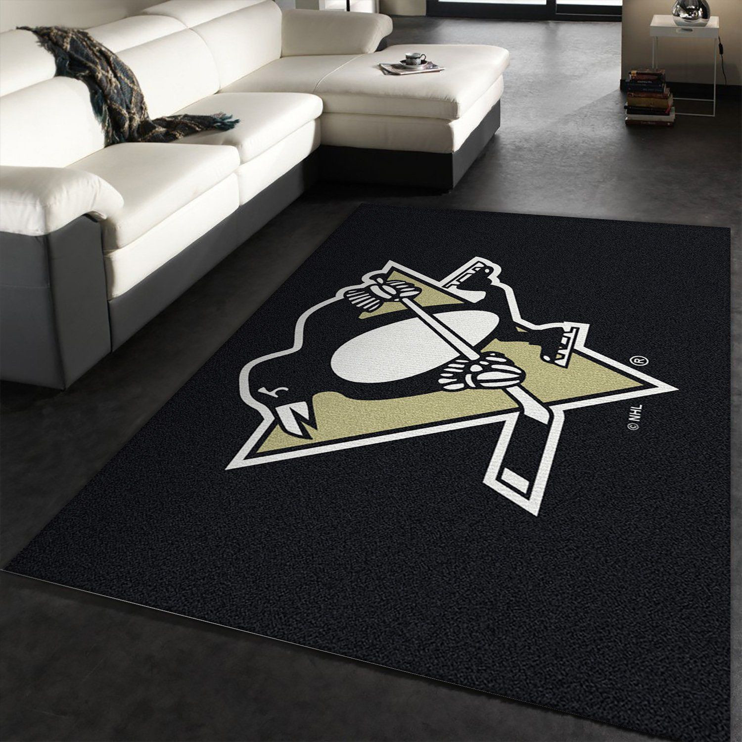 Spirit Pittsburgh Penguins Team Logo Rectangle Area Rug – Full Print Carpet For Living Room & Bedroom Home Decor