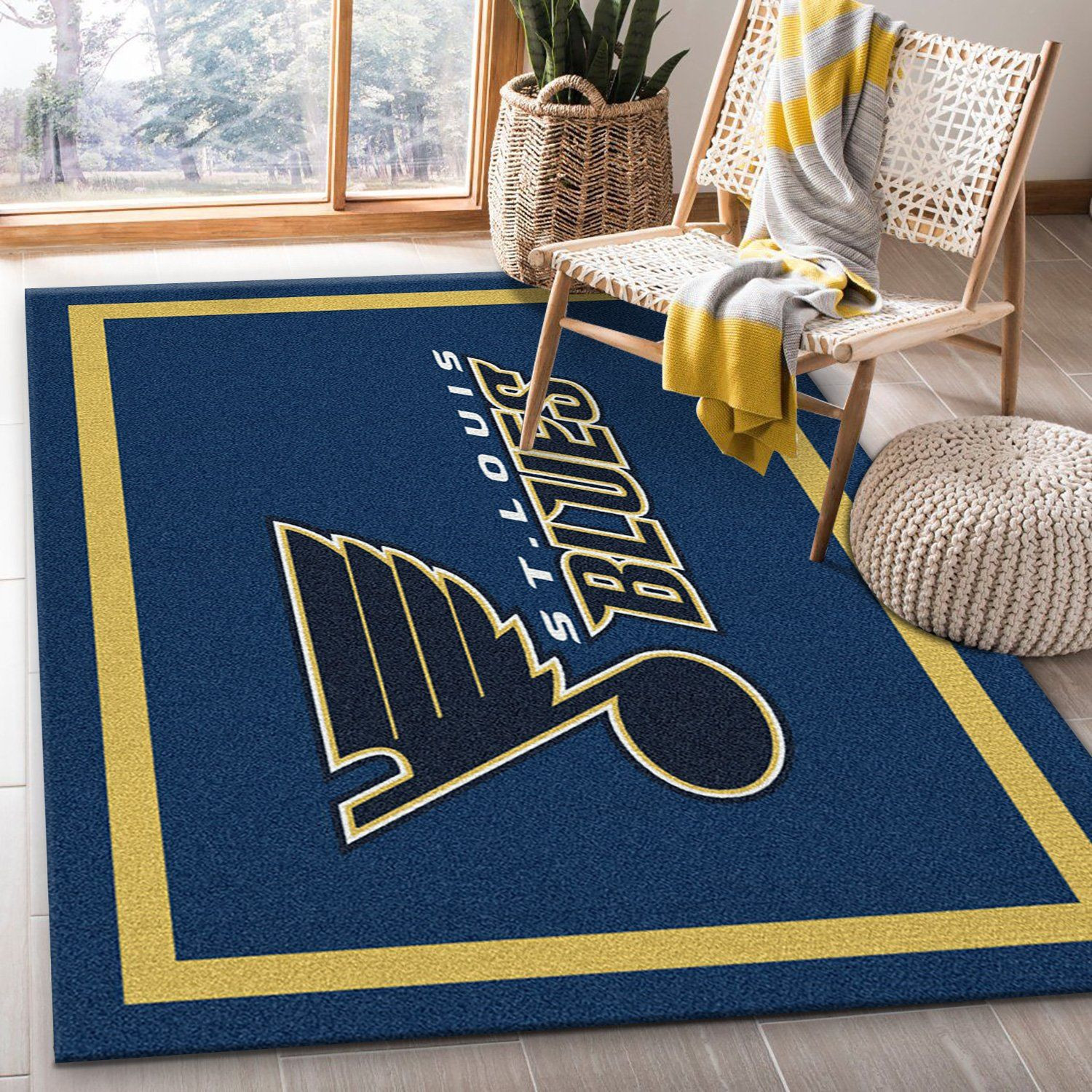 Spirit St Louis Blues Team Logo Rectangle Area Rug – Full Print Carpet For Living Room & Bedroom Home Decor