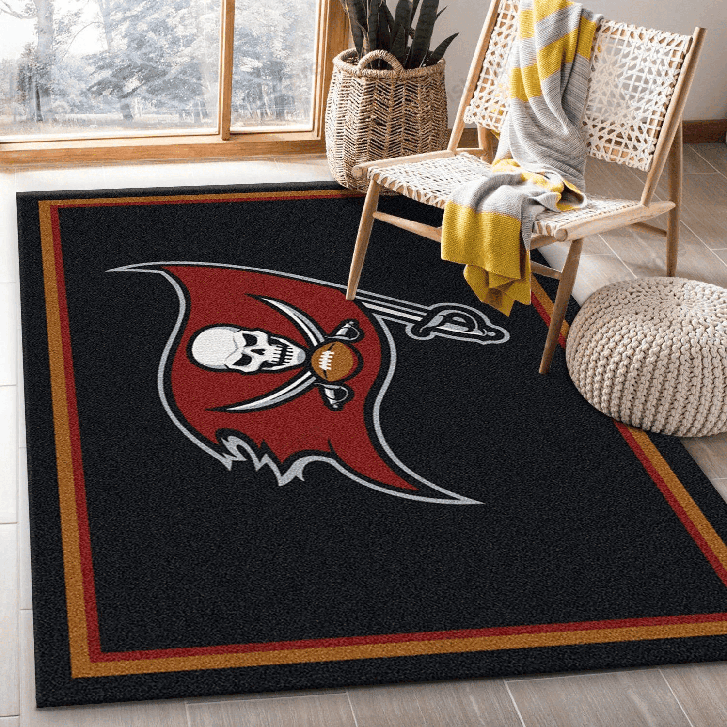 Spirit Tampa Bay Buccaneers Rectangle Area Rug – Full Print Carpet For Living Room & Bedroom Home Decor