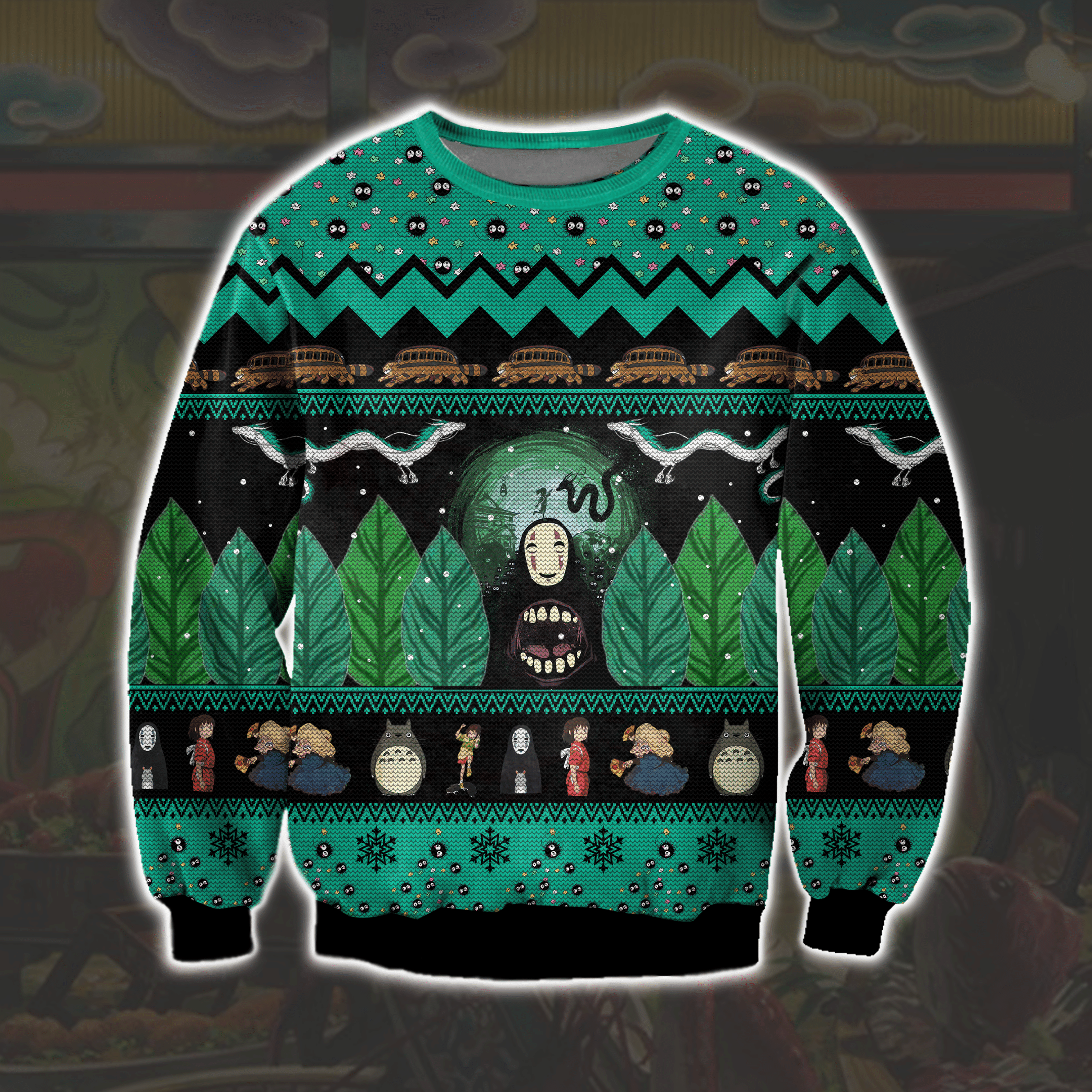 Spirited Away & Totoro 3D Print Ugly Christmas Sweater