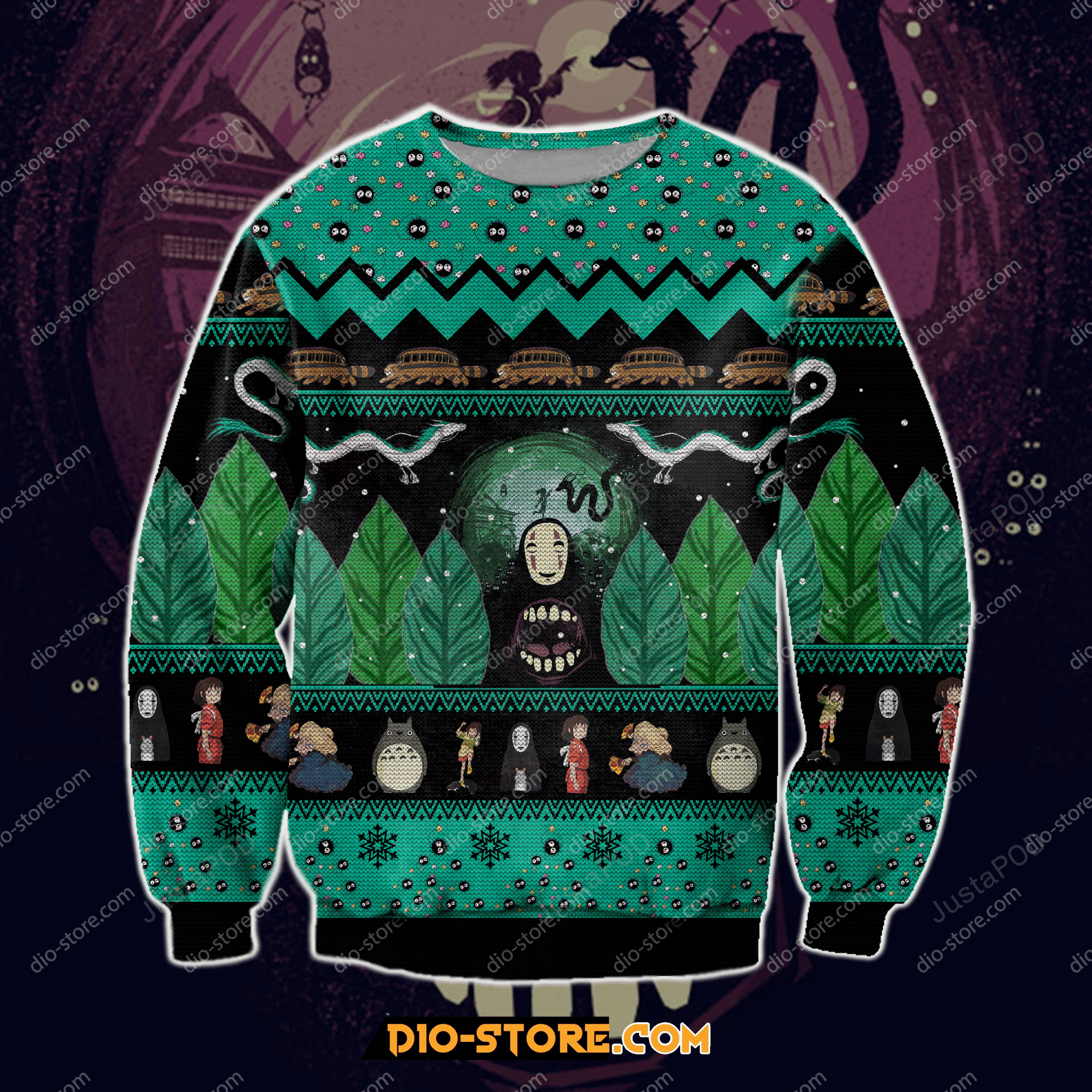 Spirited Away Totoro 3D Print Ugly Christmas Sweater, Perfect Holiday Gift