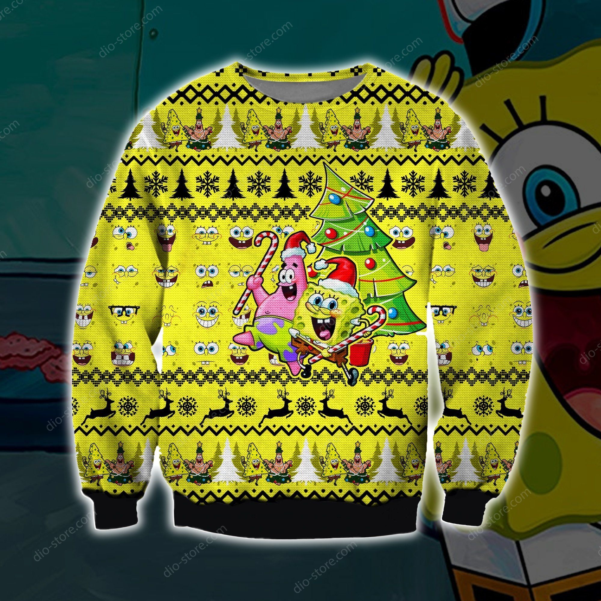 Spongebob Knitting Pattern 3D Print Ugly Christmas Sweater