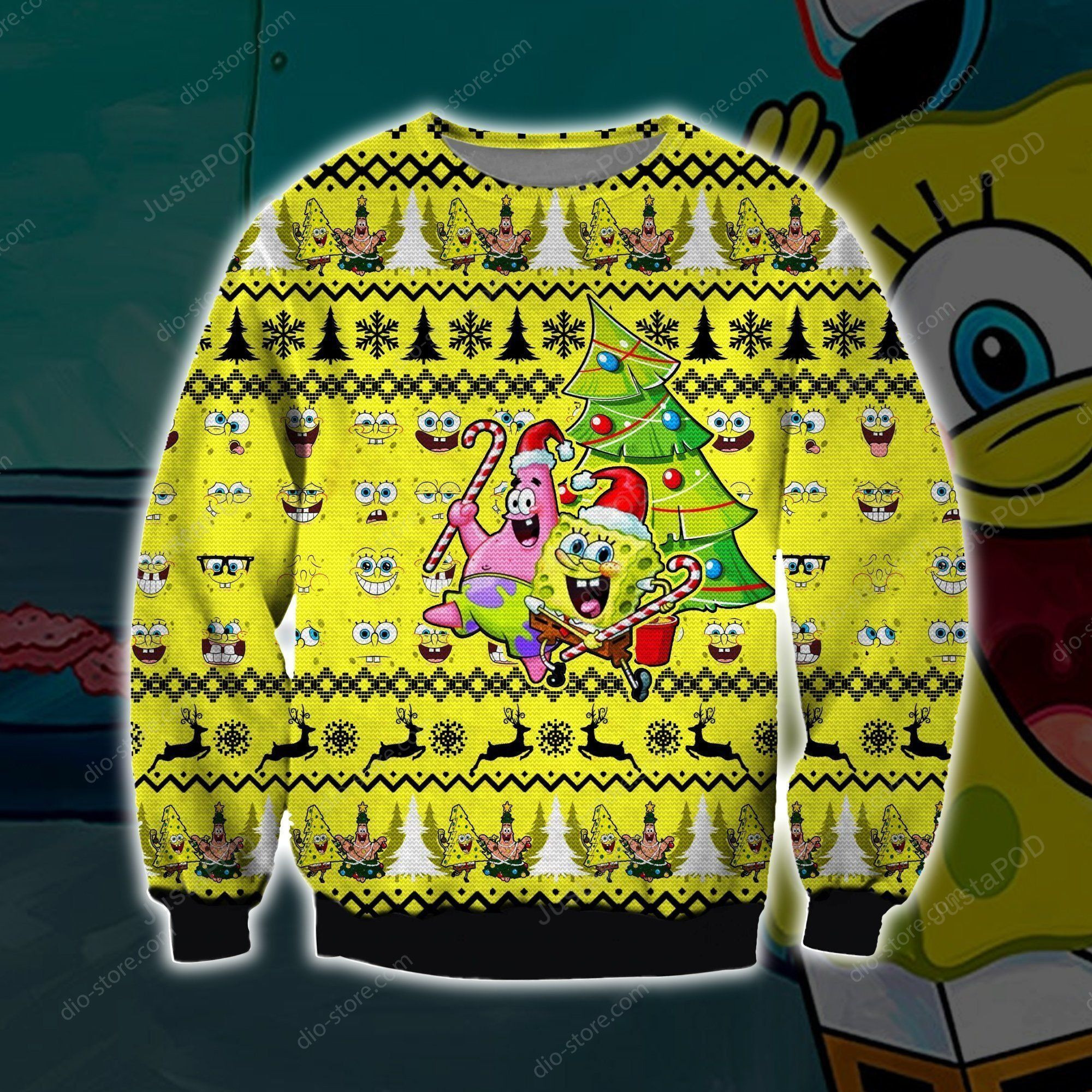 Spongebob Knitting Pattern Ugly Christmas Sweater, Perfect Holiday Gift