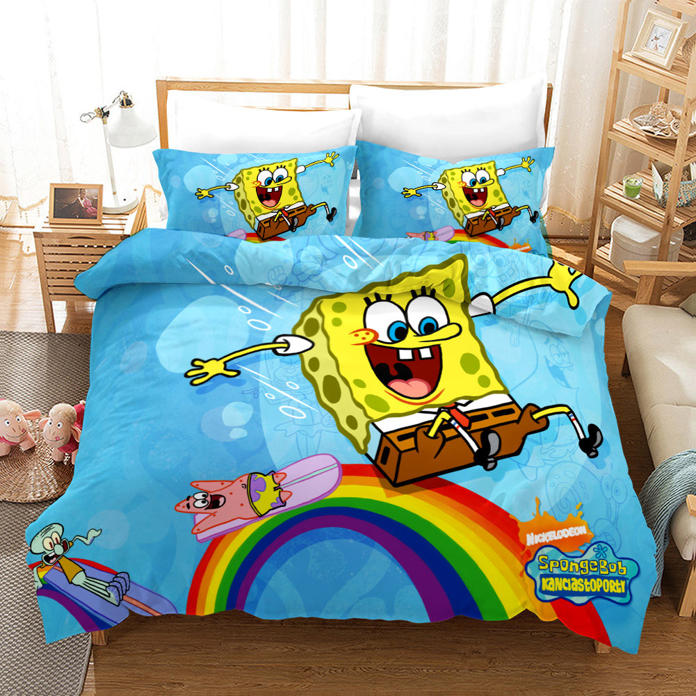 Spongebob Squarepants Duvet Cover Quilt Cover Pillowcase Bedding Set Bed Linen Home Bedroom Decor
