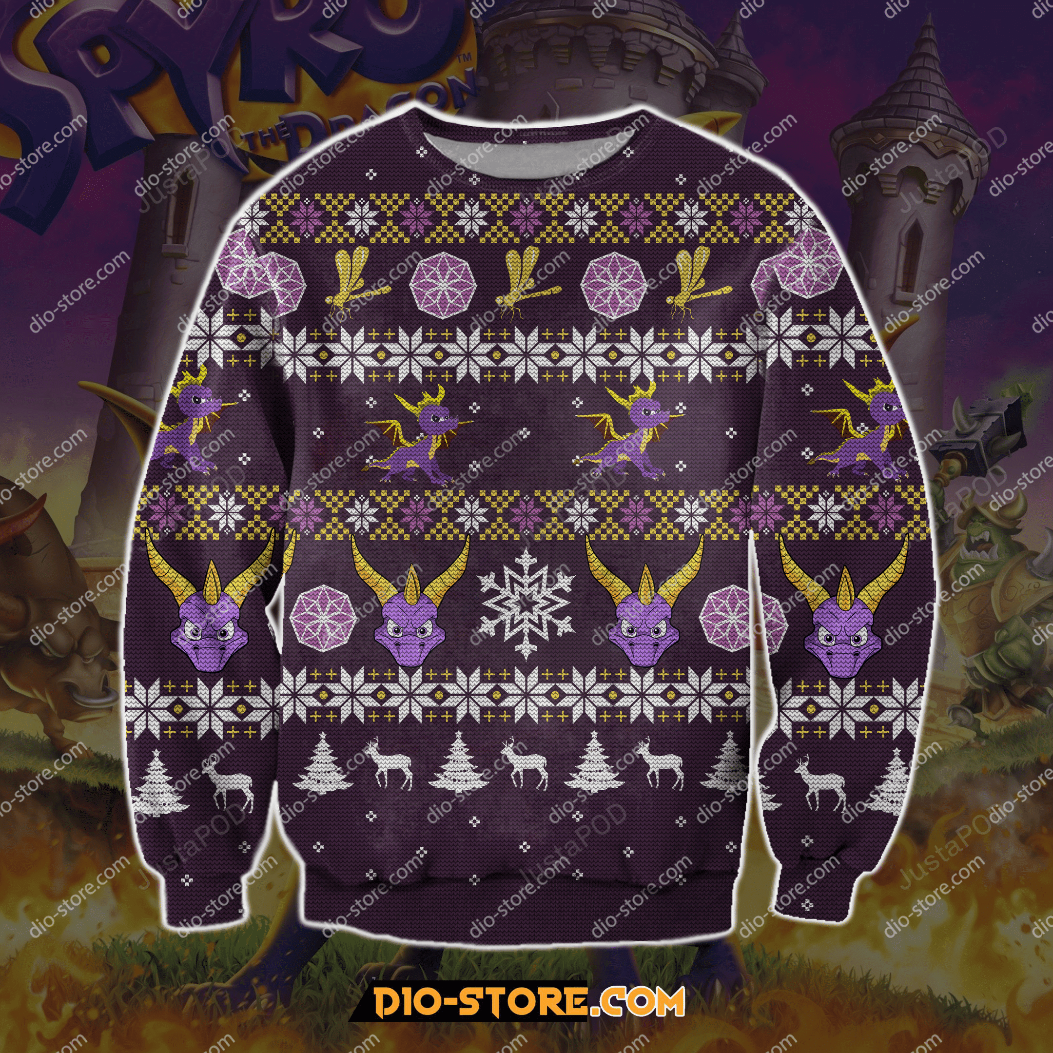 Spyro Knitting Pattern Ugly Christmas Sweater, Perfect Holiday Gift